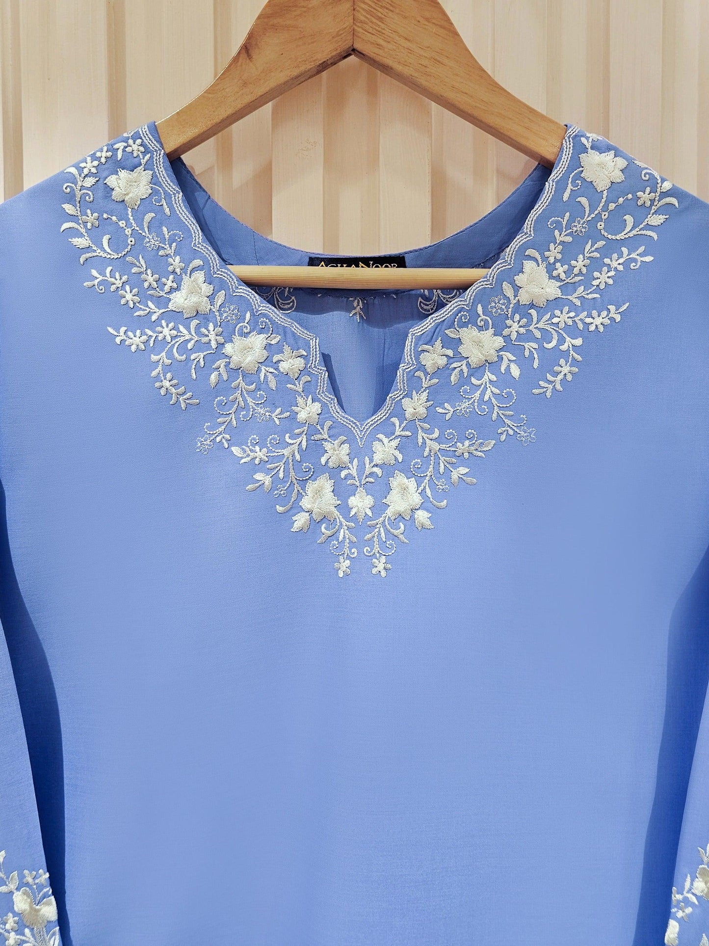 Embroidered Lawn Suit: Blue Shalwar Kameez - India Pakistan