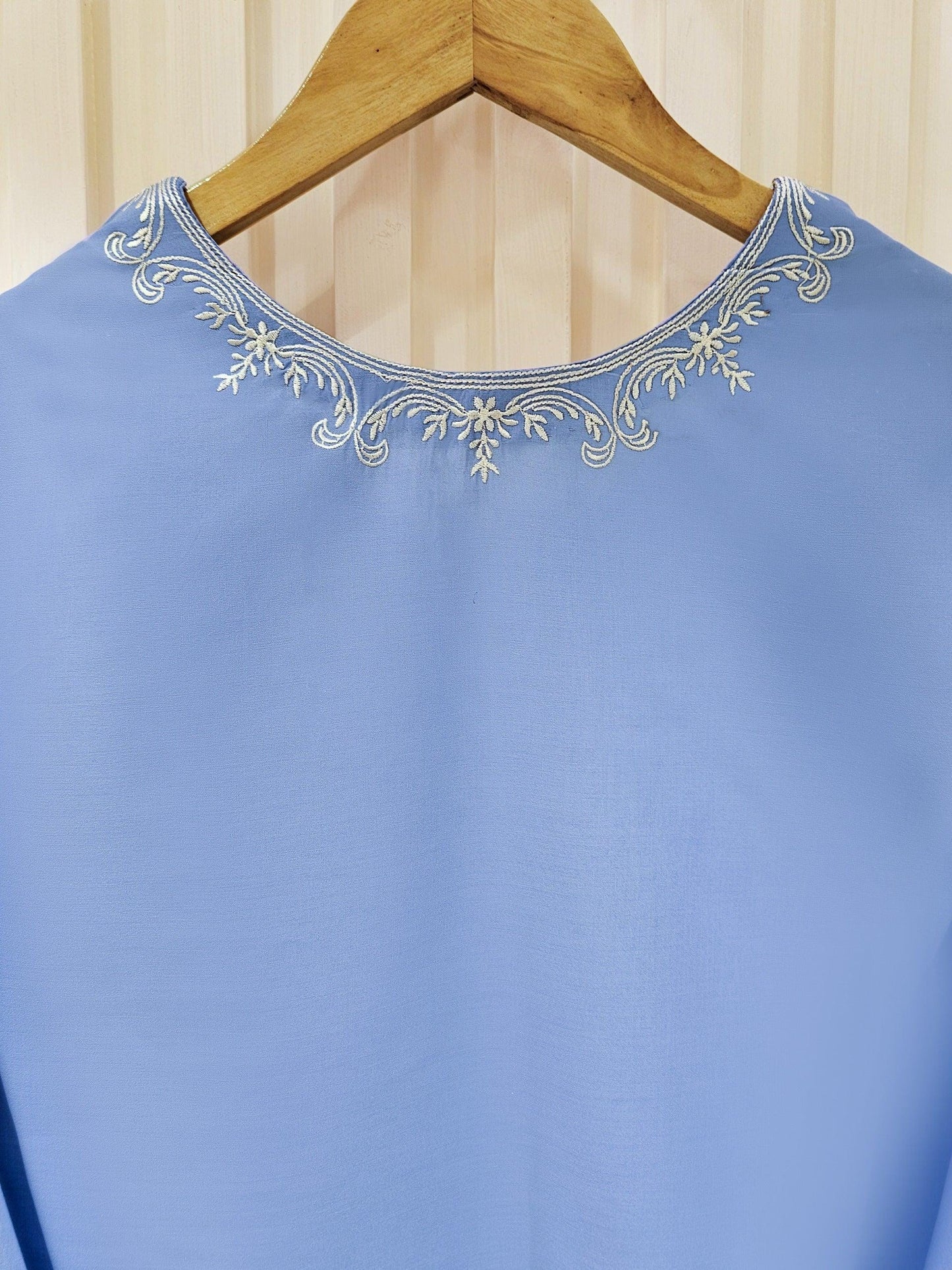 Embroidered Lawn Suit: Blue Shalwar Kameez - India Pakistan