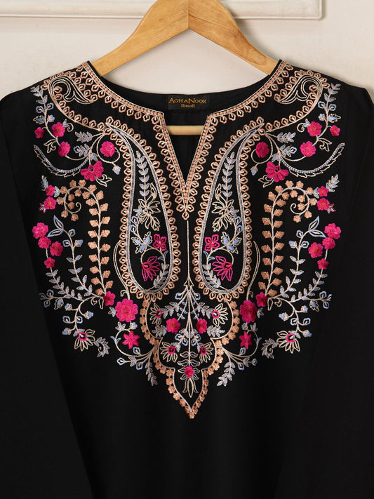 Agha Noor 2 Piece Embroidered Lawn Suit: Black Shalwar Kameez