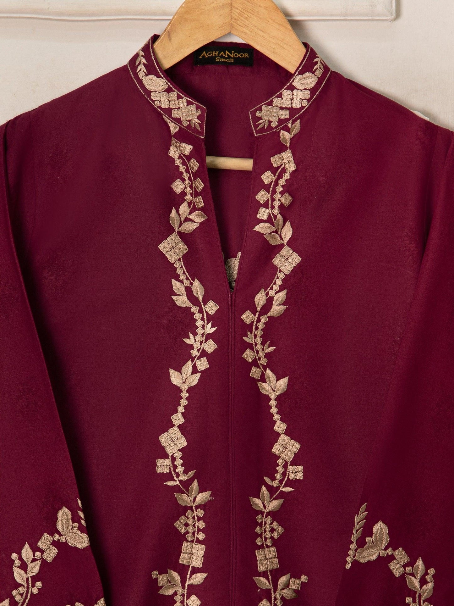 Agha Noor 2 piece - Embroidered Jacquard Suit - Maroon