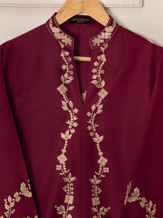 Agha Noor 2 piece - Embroidered Jacquard Suit - Maroon