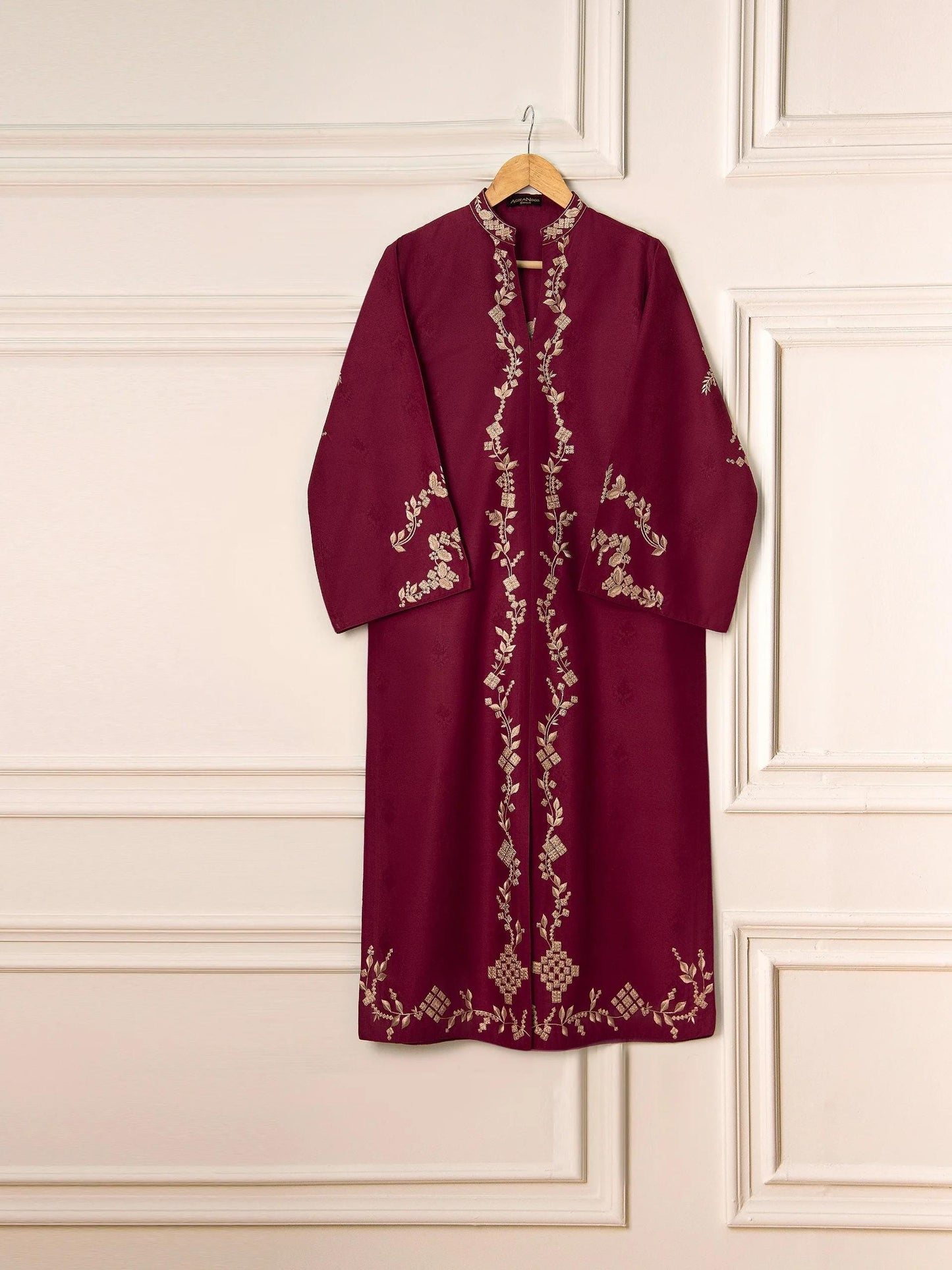 Agha Noor 2 piece - Embroidered Jacquard Suit - Maroon
