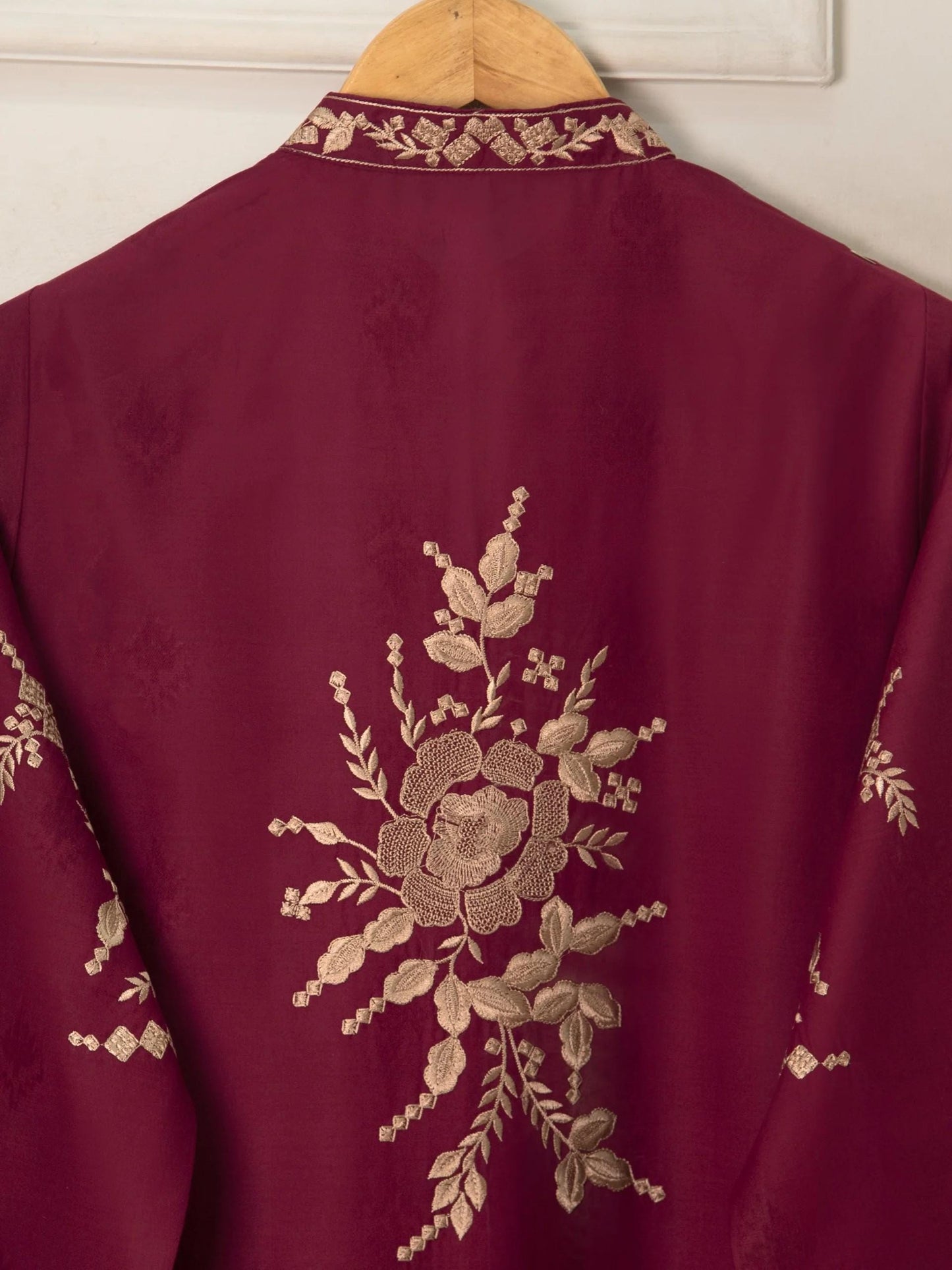 Agha Noor 2 piece - Embroidered Jacquard Suit - Maroon