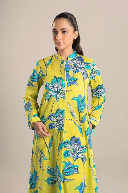 Maria.B - 2 Pc Printed Brochia Suit - Size - Large - Neon Green