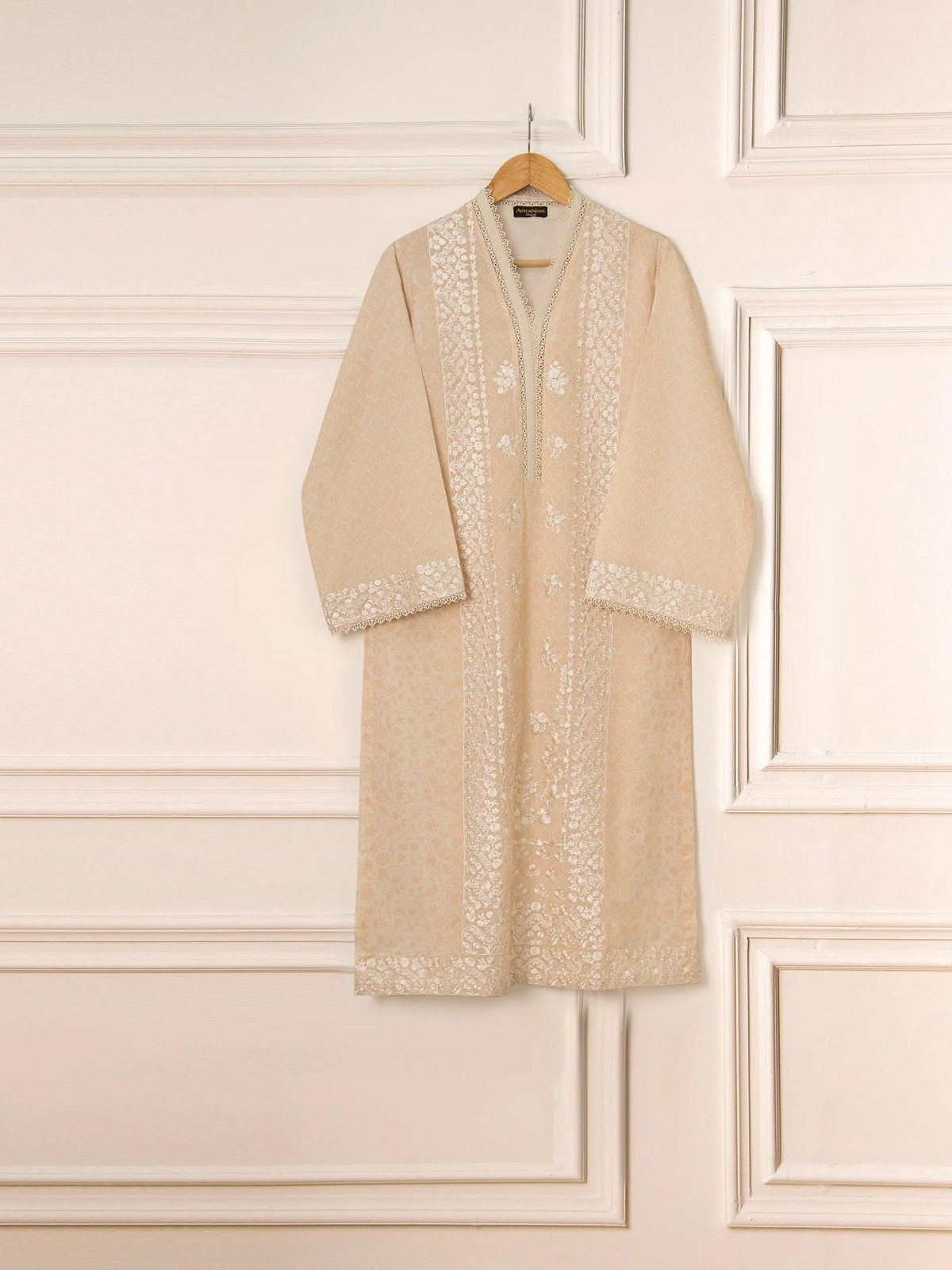 Agha Noor 2 piece - Printed Lawn Suit - Beige