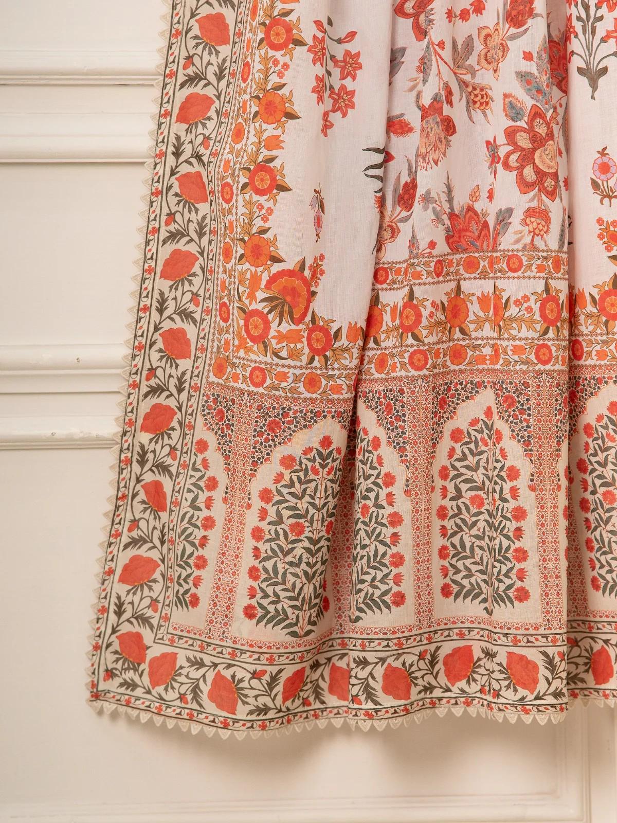 Agha Noor 2 piece - Printed Lawn Suit - Beige