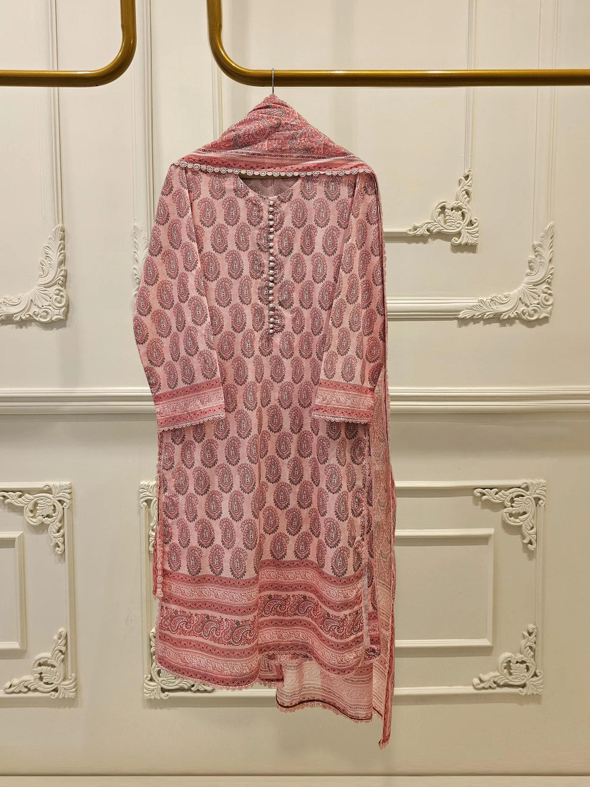 Aghanoor 2 piece - Digital Printed Lawn Suit -  (Size - Large) - India Pakistan Bangladesh Kameez Dupatta