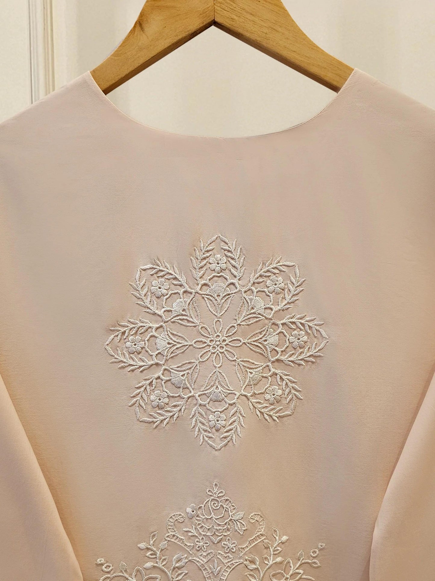 Aghanoor 2 piece - Pure Embroidered Lawn Suit - Beige - India Pakistan Bangladesh Shalwar Kameez