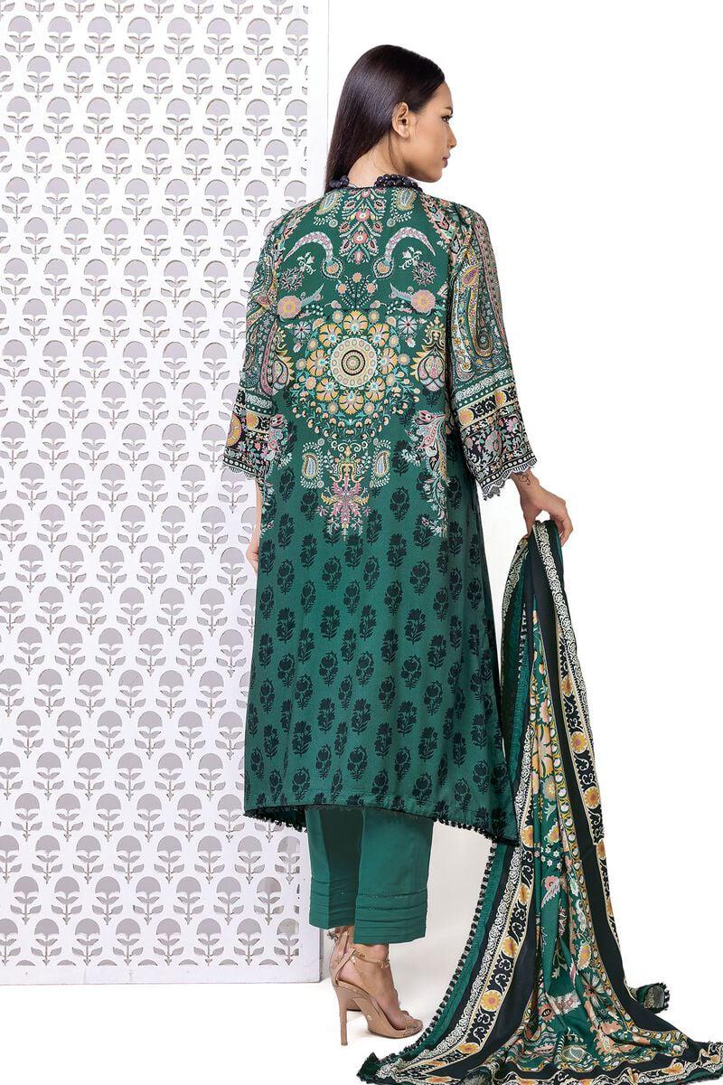 3 Piece Printed Embroidered Khaddar Suit - Size 16 - Chest Size 52"