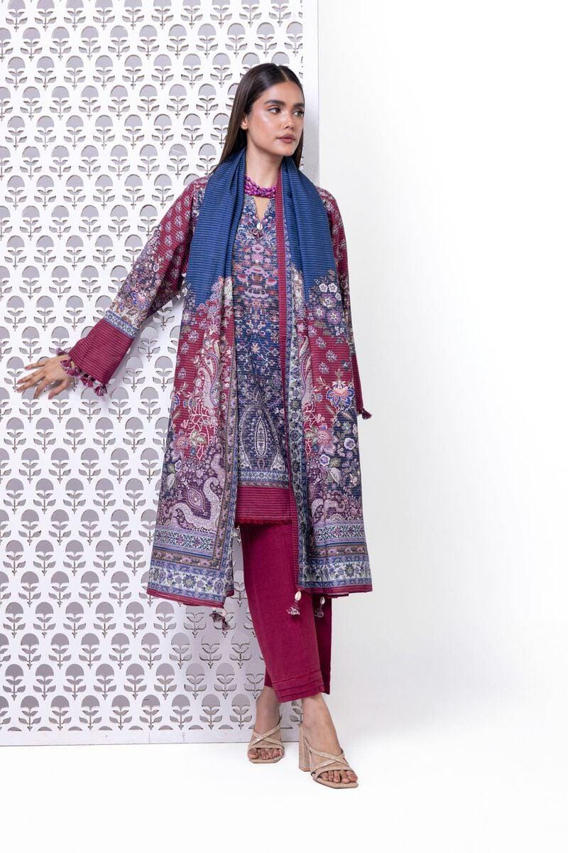 3 Piece Printed Light Khaddar Suit - Size 12, 16