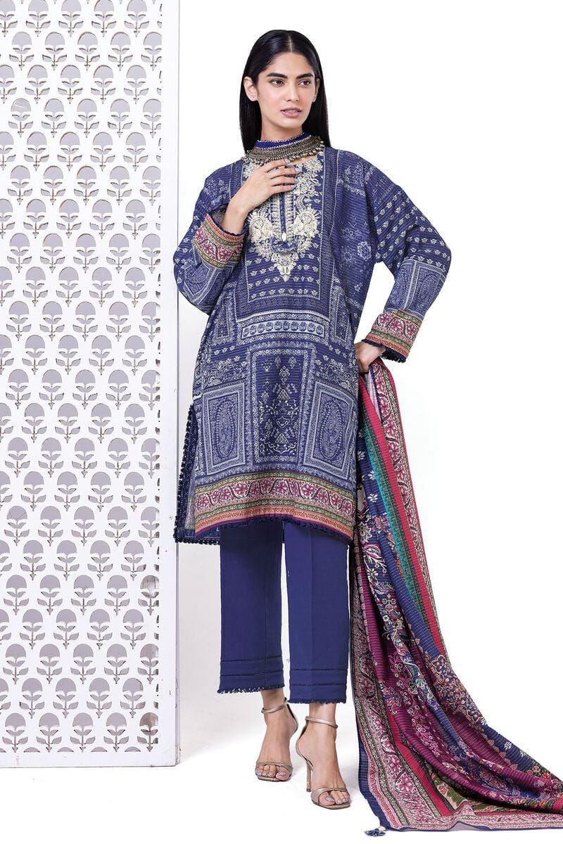 3 Piece Printed Light Khaddar (Khadi) Suit - Size 12, 14