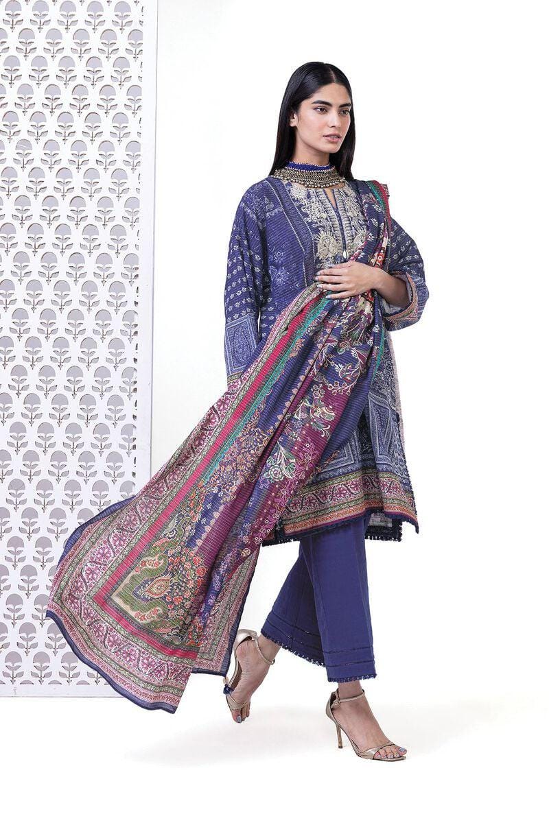 3 Piece Printed Light Khaddar (Khadi) Suit - Size 12, 14