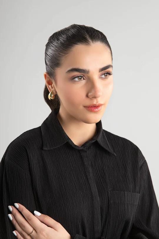 Maria.B - 2 Pc Dyed Seersucker Suit - Size - Large - Black