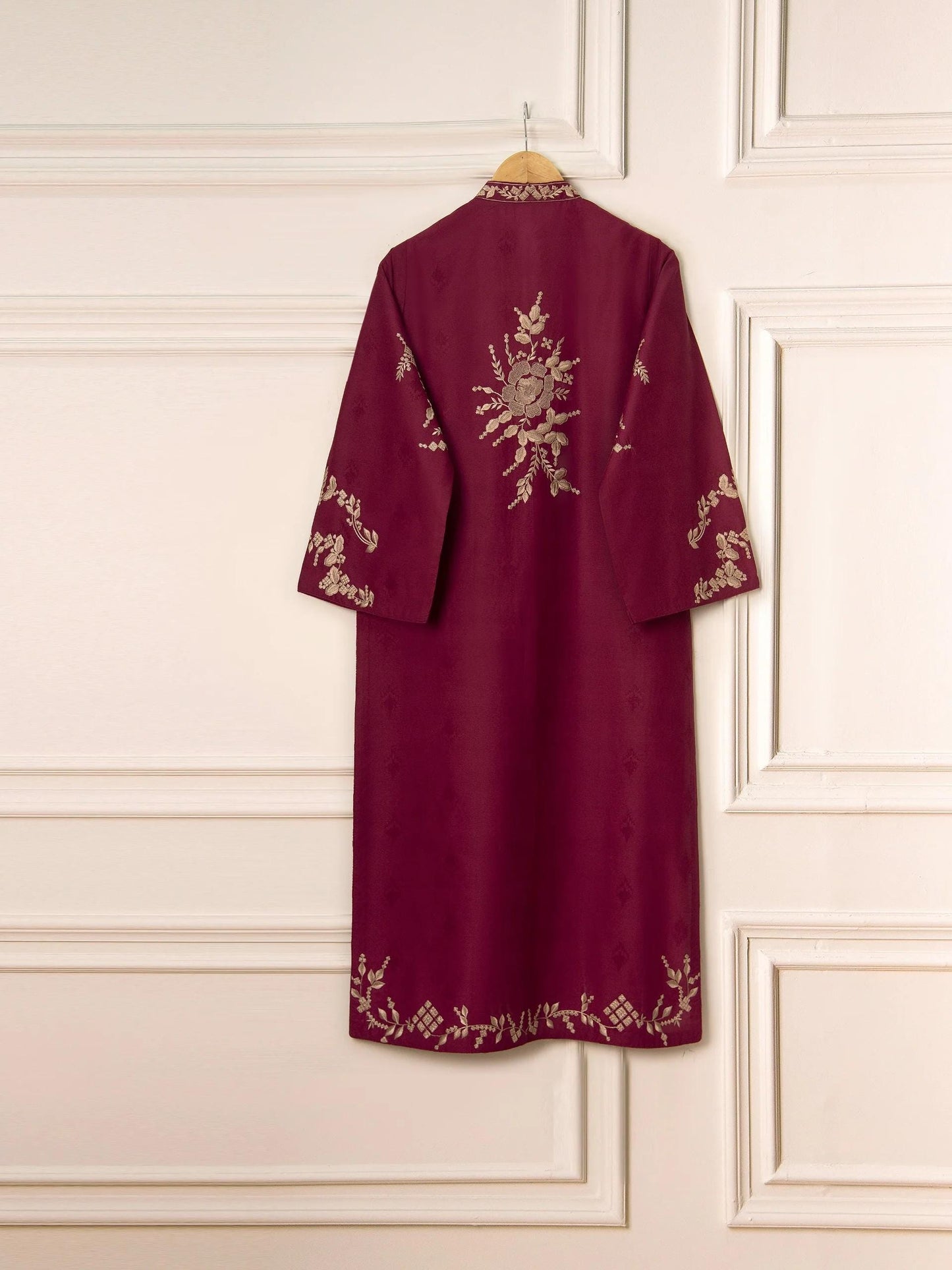 Agha Noor 2 piece - Embroidered Jacquard Suit - Maroon