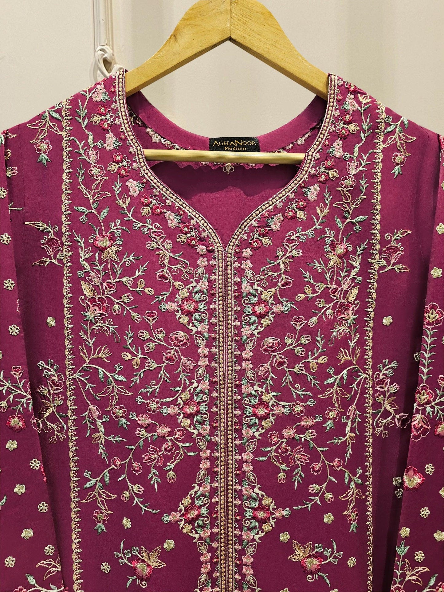 Aghanoor 2 piece - Heavily Embroidered Lawn Suit - India Pakistan Bangladesh Shalwar Kameez