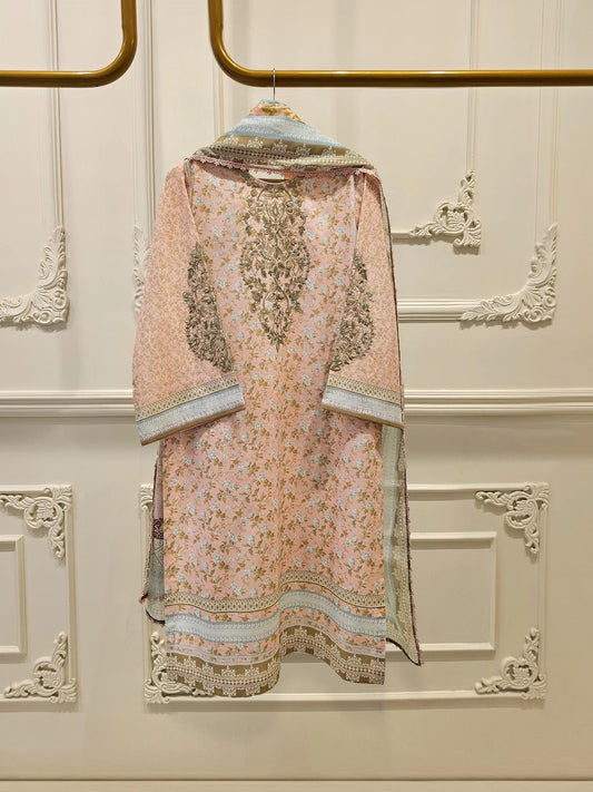 Aghanoor 2 piece - Digital Printed Embroidered Lawn Suit - India Pakistan Bangladesh Dupatta Kameez
