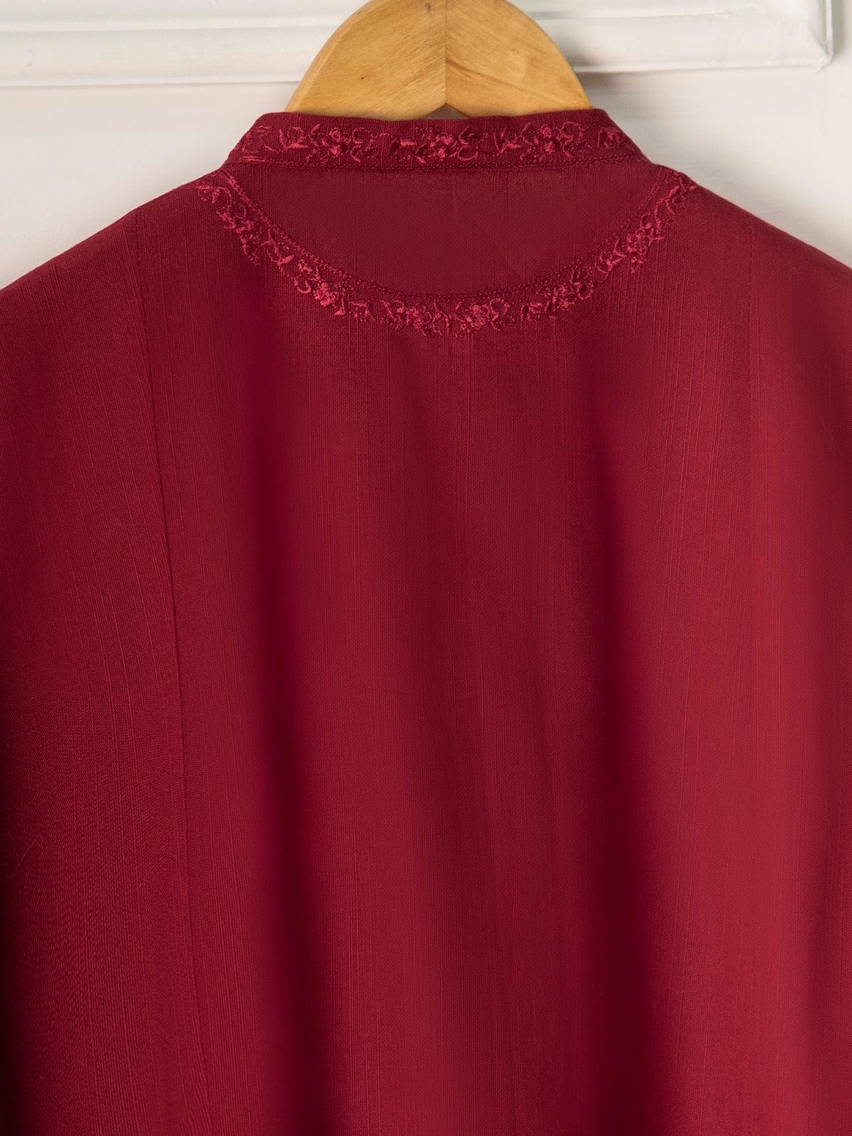 Aghanoor 2 piece - Embroidered Khaddar Suit (Size Medium, Large) - Maroon