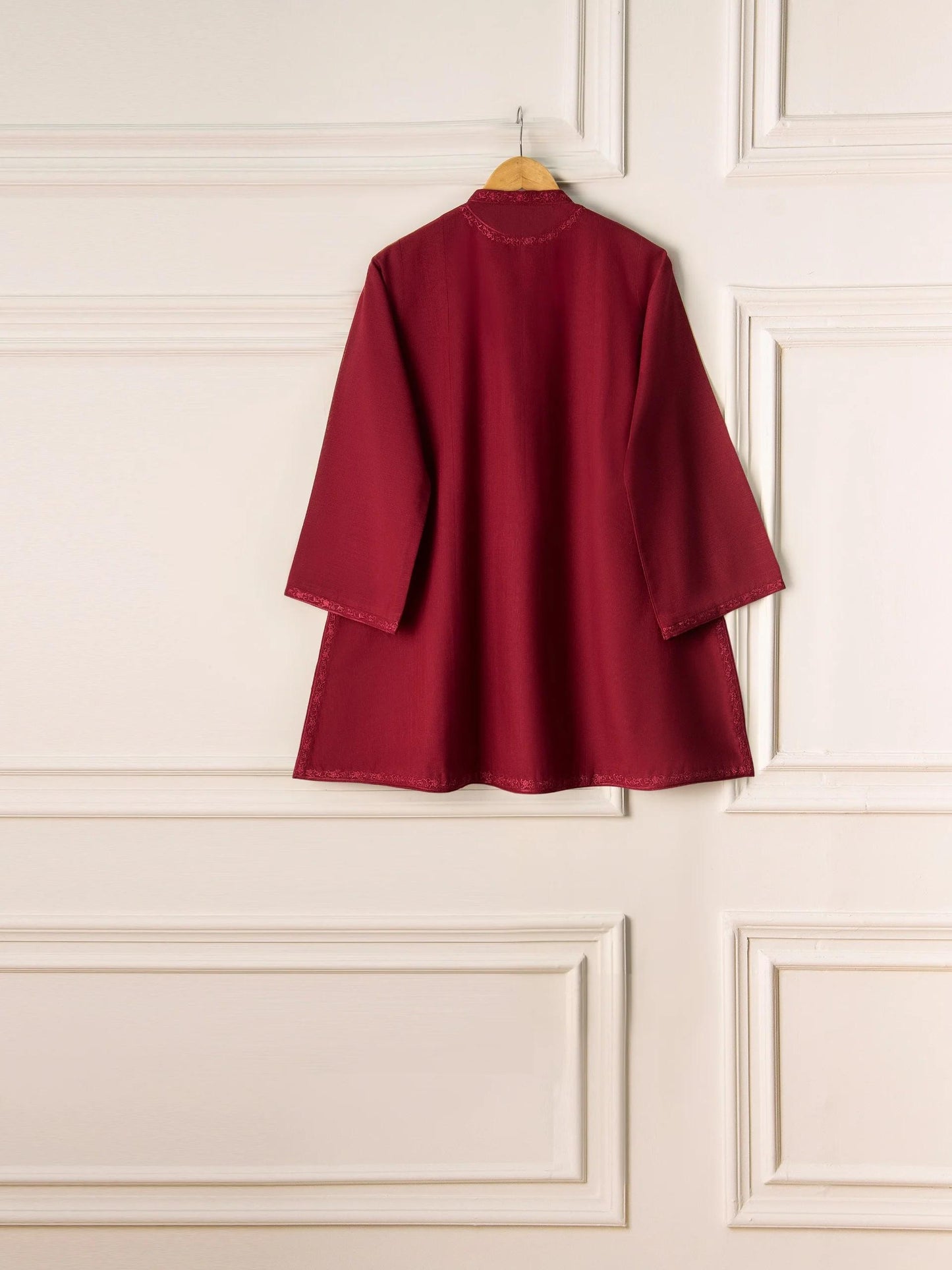 Aghanoor 2 piece - Embroidered Khaddar Suit (Size Medium, Large) - Maroon