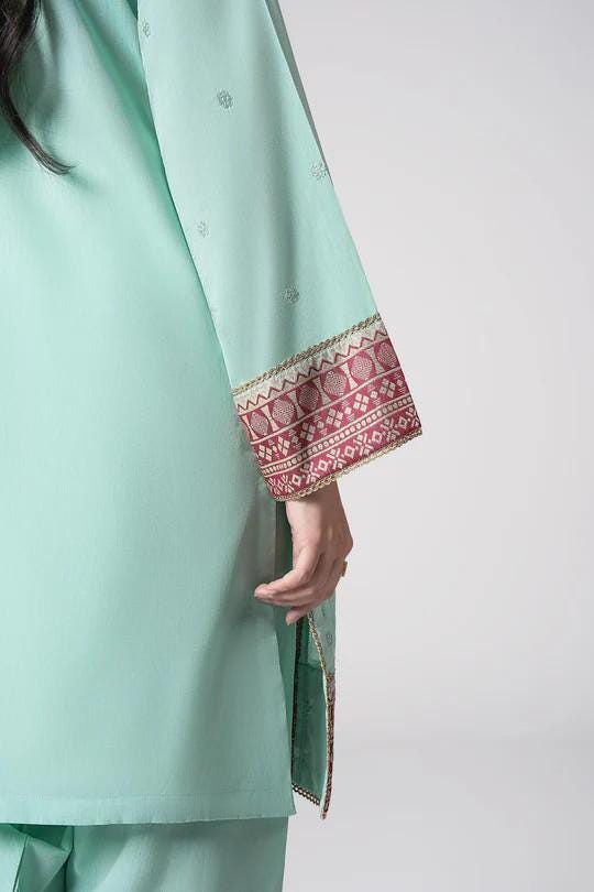 Maria.B - 2 Pc Banarsi Border Embroidered Two Tone Silk Suit