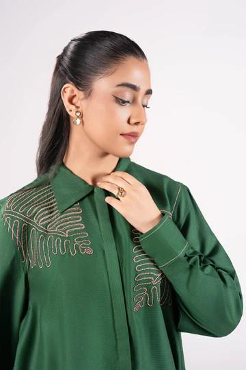 Maria.B - Embroidered Ripstop Shirt  (Medium, Large) - Green - shirt Only
