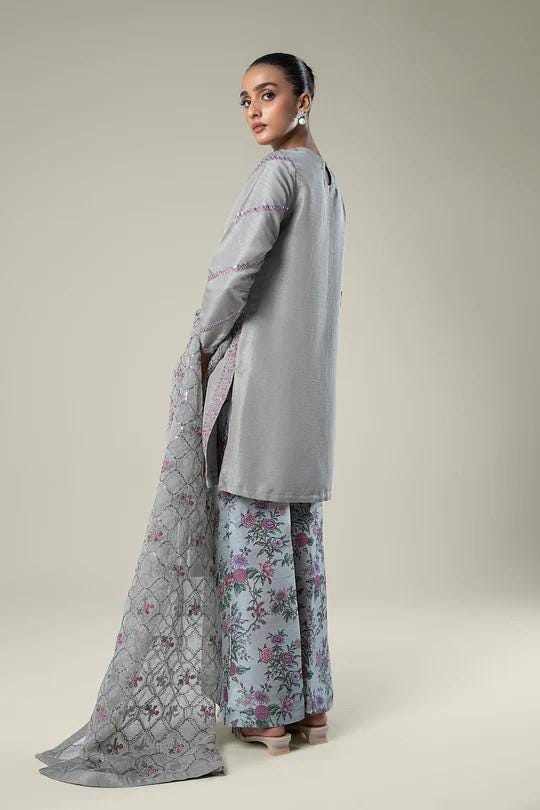 Maria.B - 3 Piece  - Size XL Embroidered Raw Silk Suit
