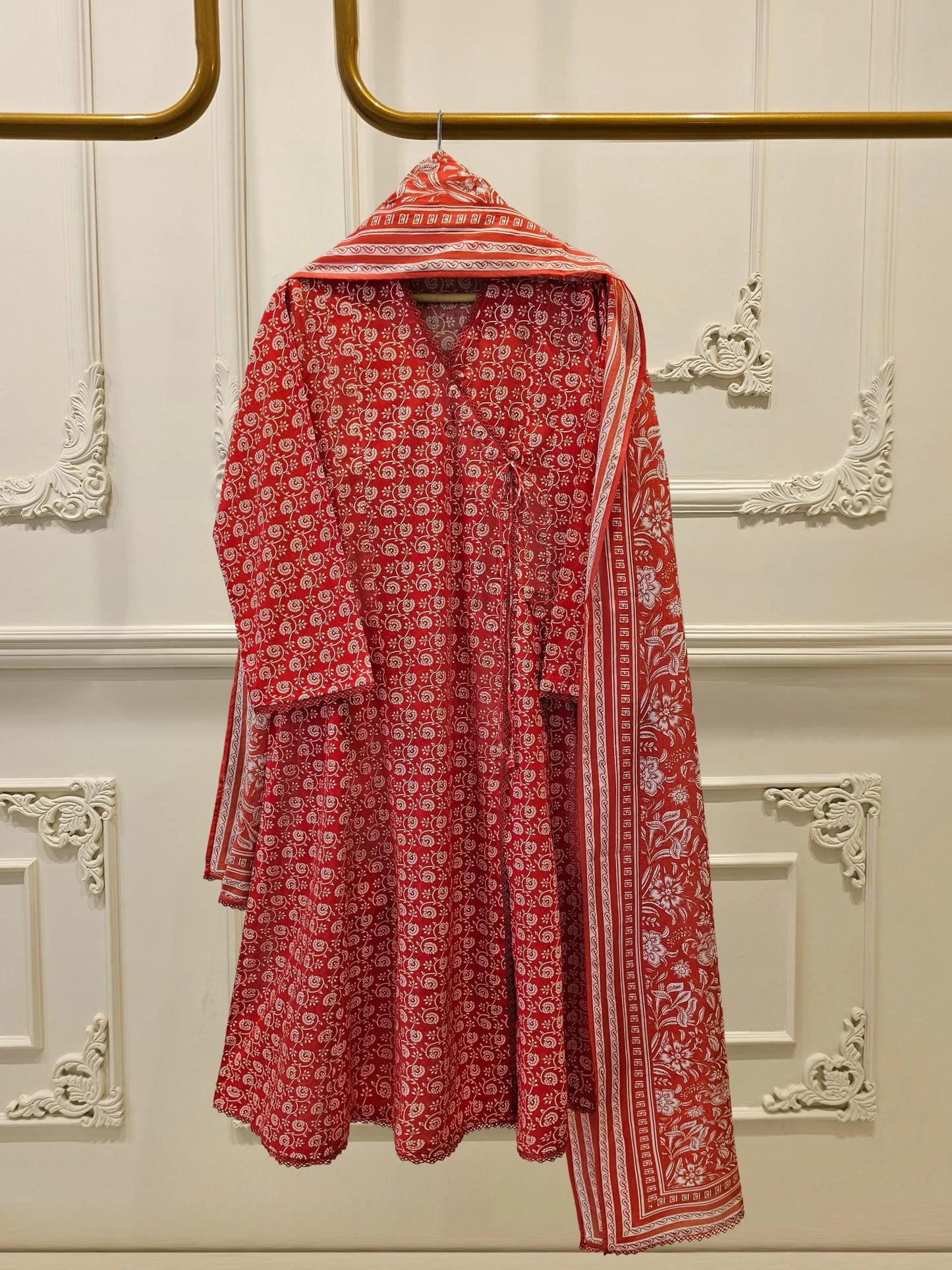 Aghanoor 2 piece - Angrakha  Printed  Lawn Suit - India Pakistan Bangladesh Kameez Dupatta