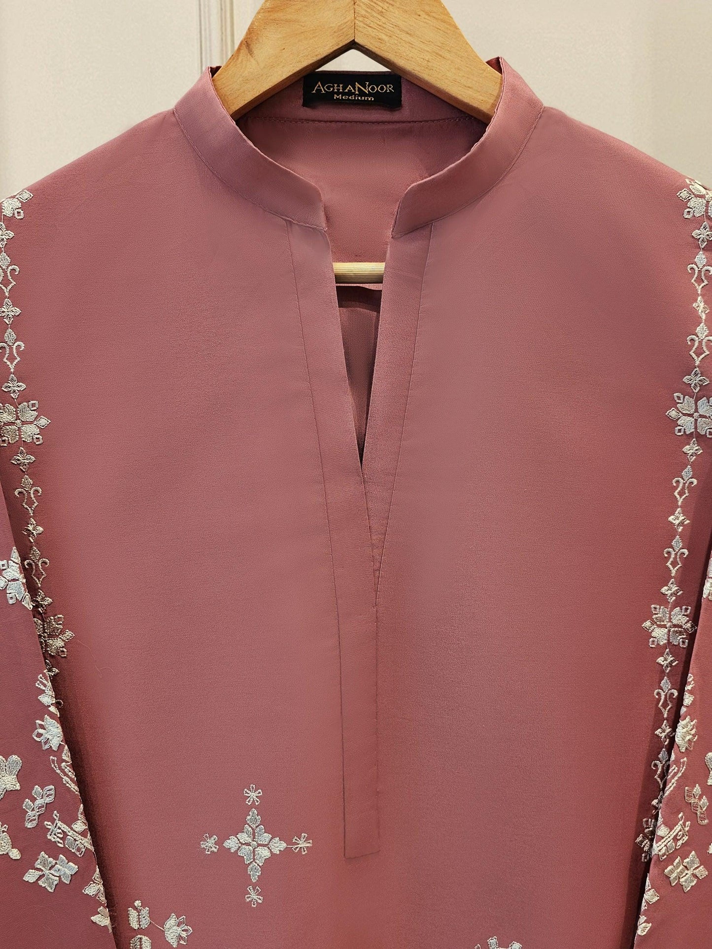 Agha Noor 2 piece - Pure Embroidered Lawn Suit - Dusty Pink