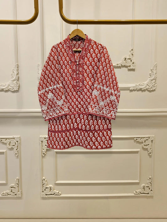 Digital Printed Embroidered Lawn Suit: Kameez Shalwar - Aghanoor