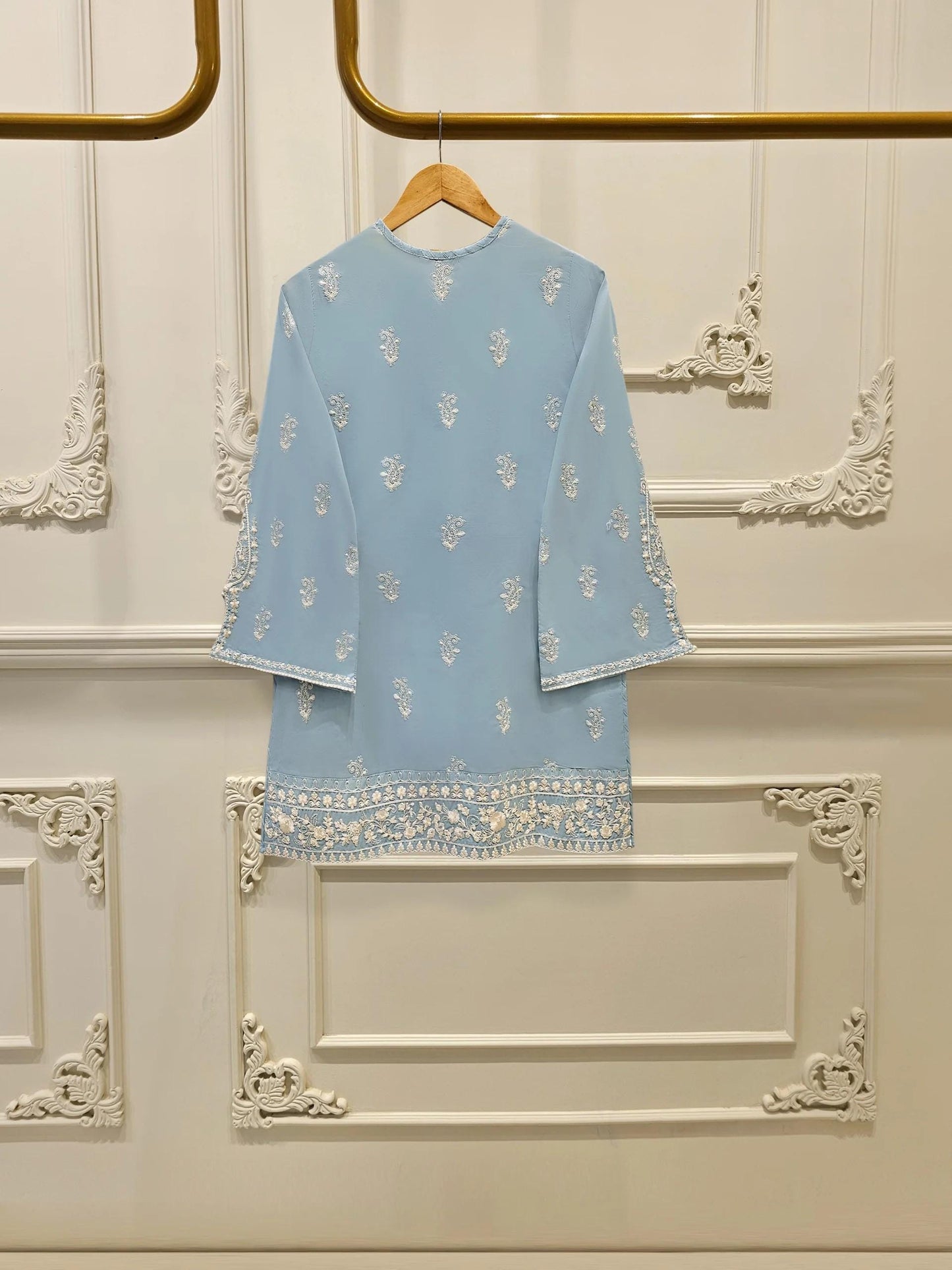 Aghanoor 2 piece - Digital Printed Embroidered Lawn Suit - (Size- Large, Medium) - Ferozi