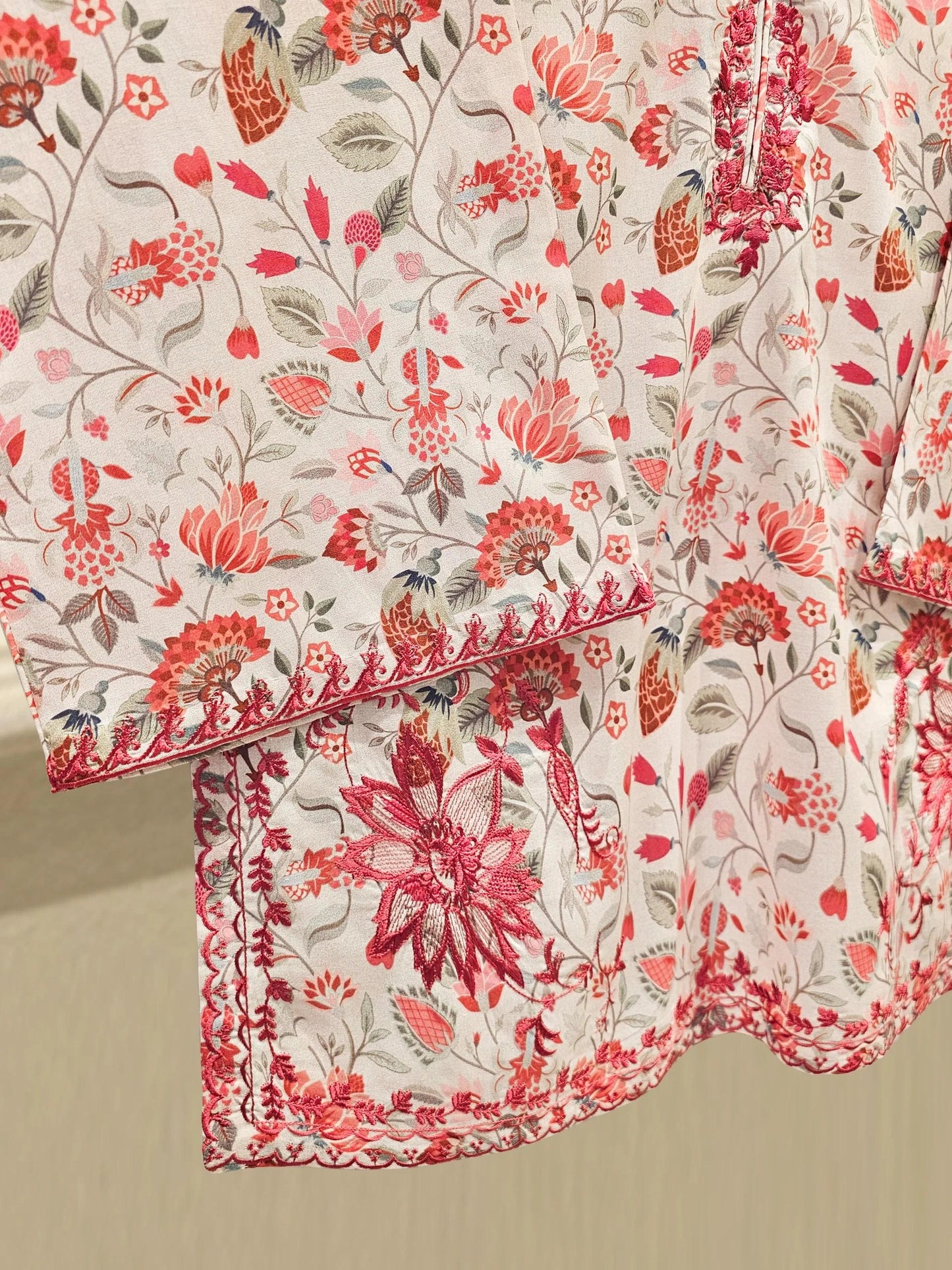 Aghanoor 2 piece - Digital Printed Embroidered Summer Lawn Suit - (Size- Large, Medium) - Red Printed