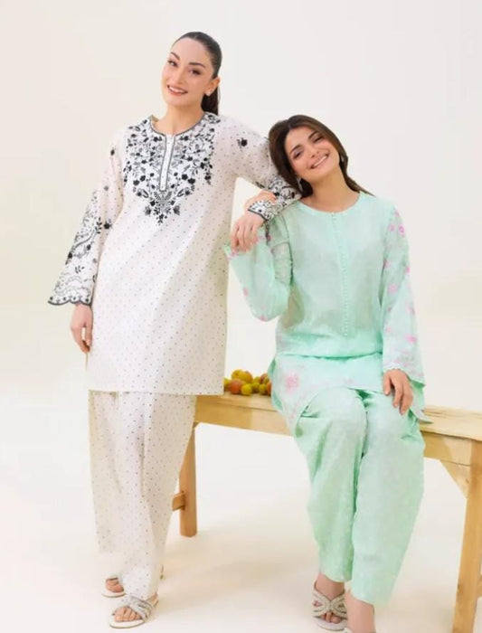 Latest Aghanoor 2 piece - Pure Embroidered Lawn Suit - India Pakistan Bangladesh Shalwar Kameez