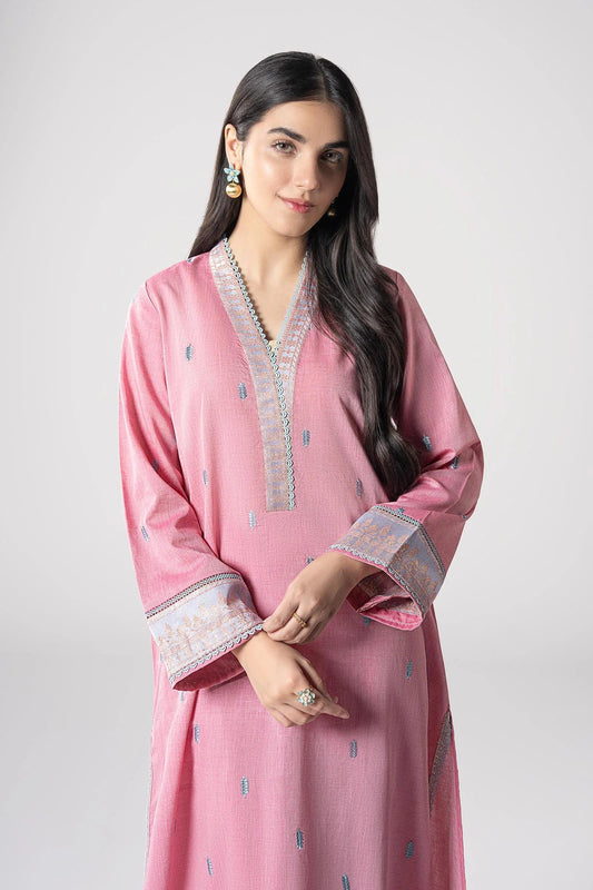 Maria.B - 2 Pc Embroidered Two Tone Silk Suit - Ash Pink