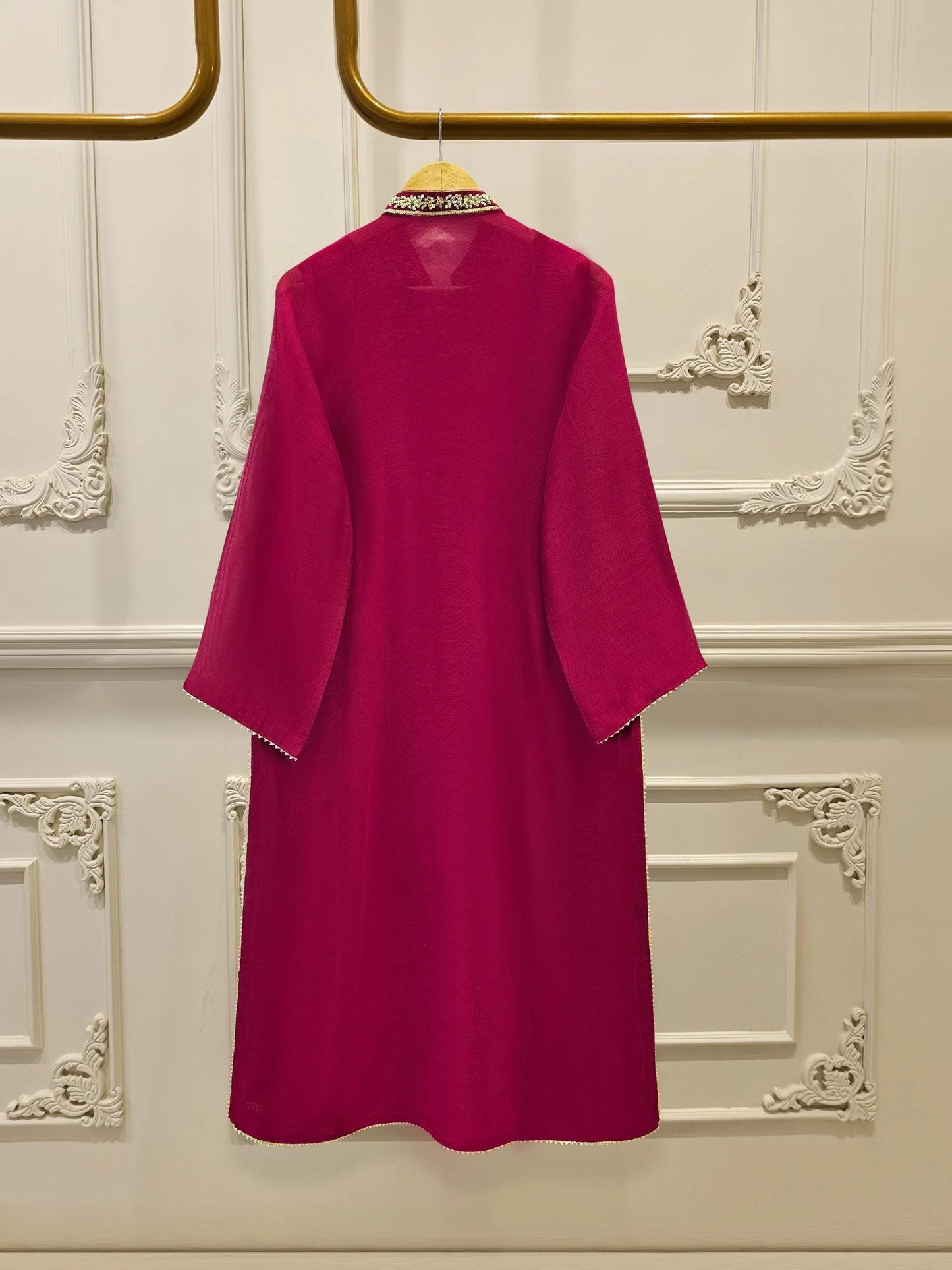 Aghanoor 3 piece - (Size- Medium, Large) -Cotton Net Embroidered Suit - Magenta