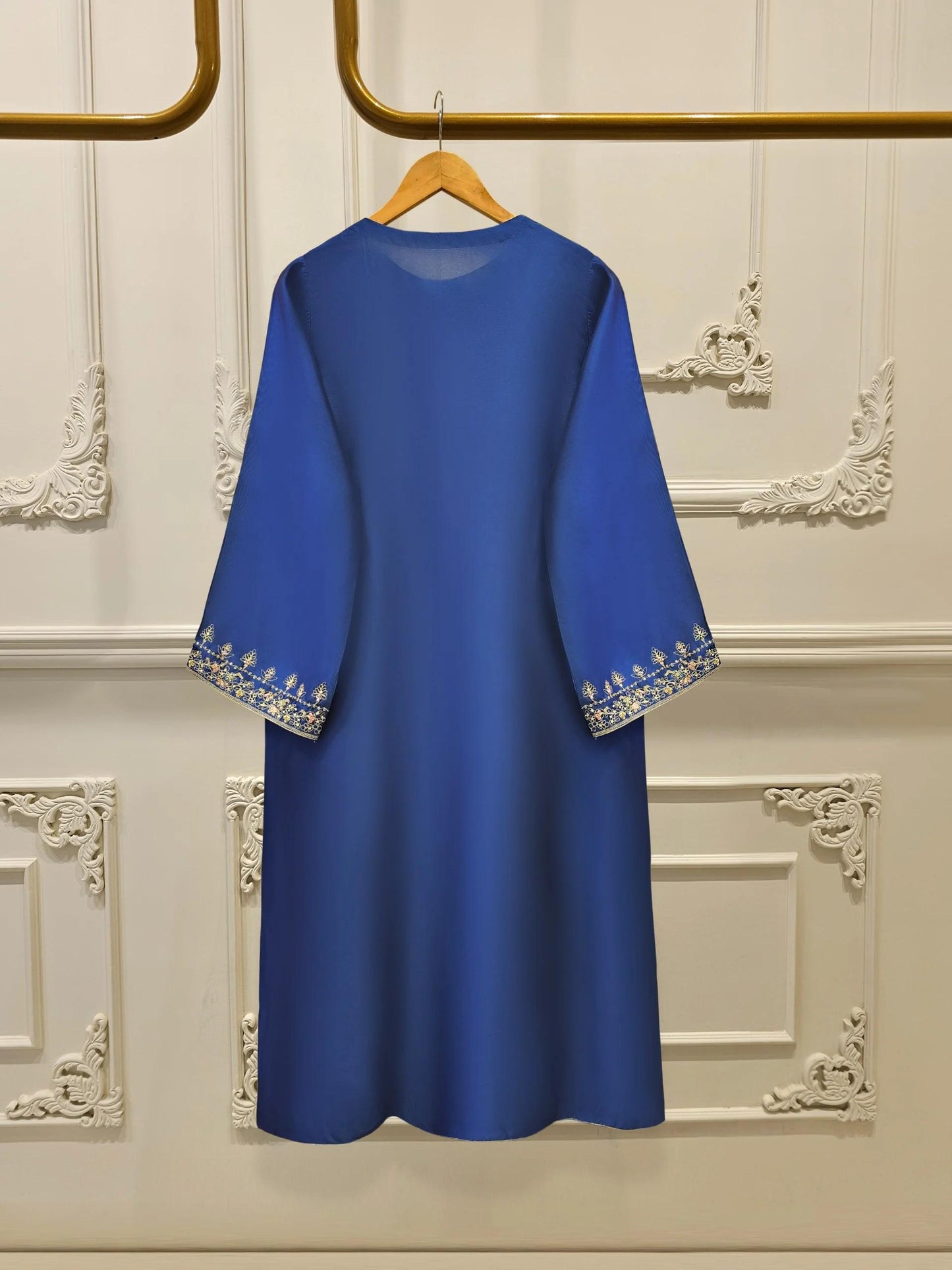 Agha Noor - Embroidered Sheesha Silk Suit - Navy Blue