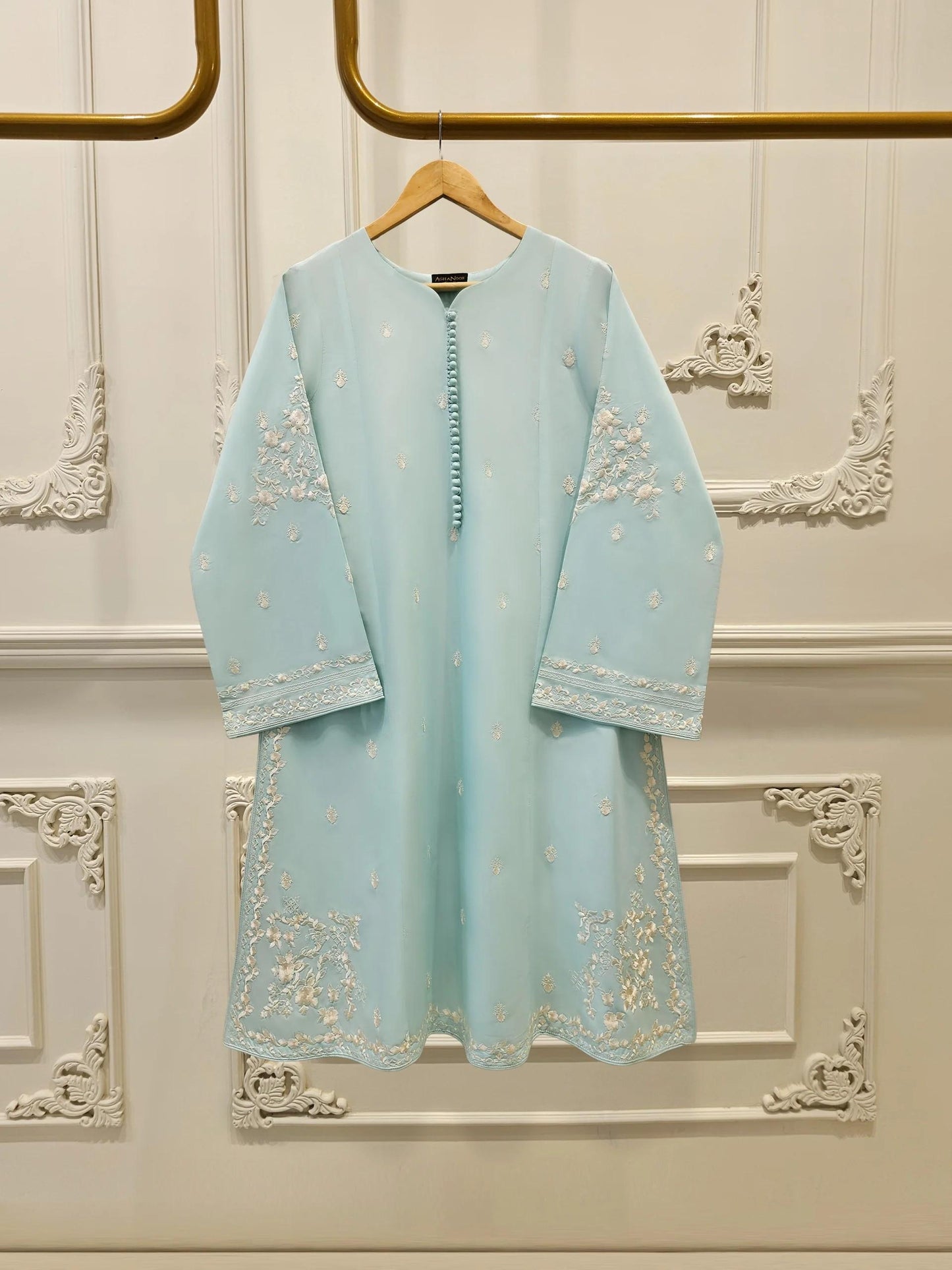 Aghanoor 2 piece - Embroidered Lawn Suit - Ferozi