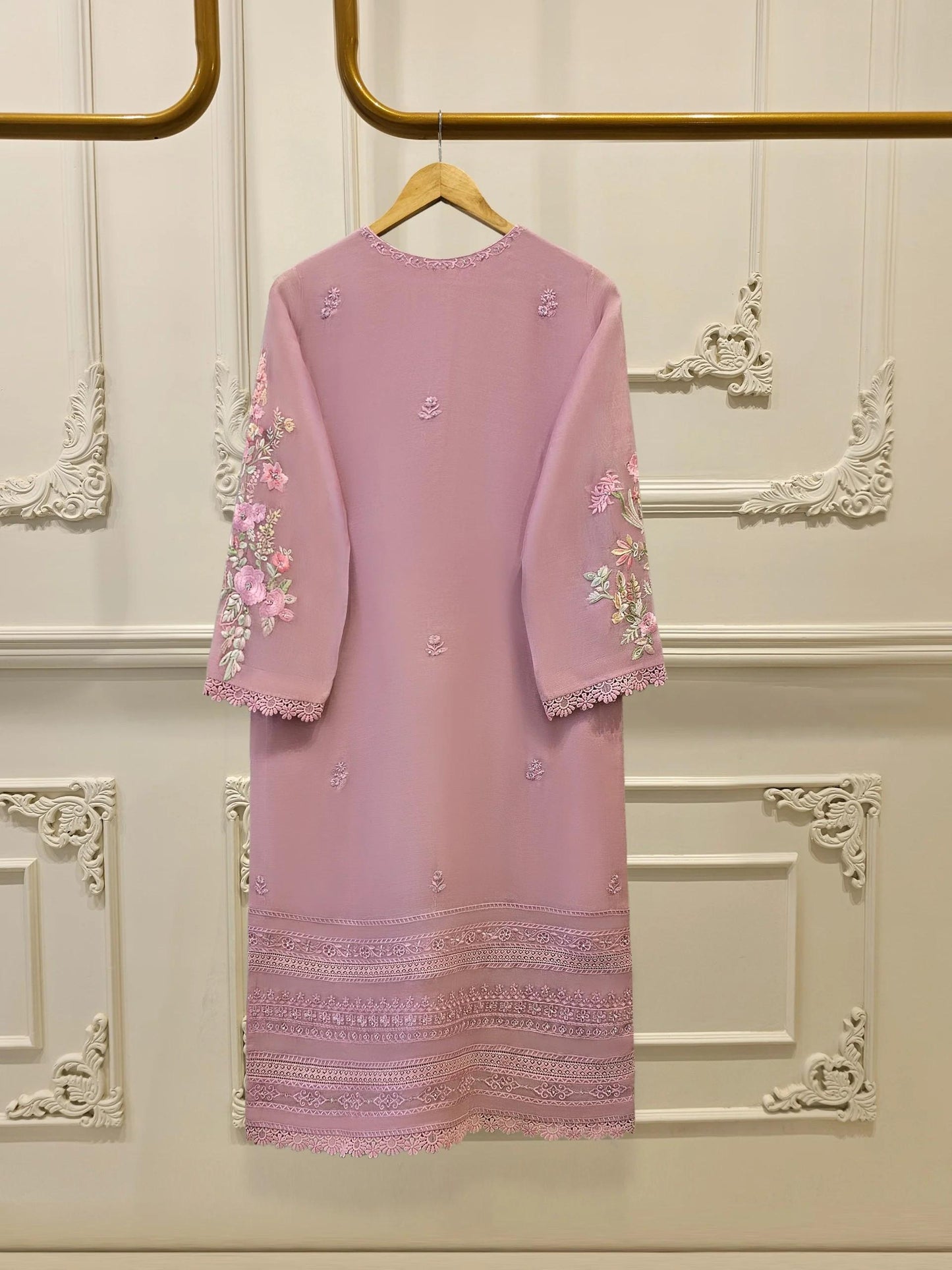 Aghanoor 2 Piece Pure Cotton Net Embroidered Suit - Pink