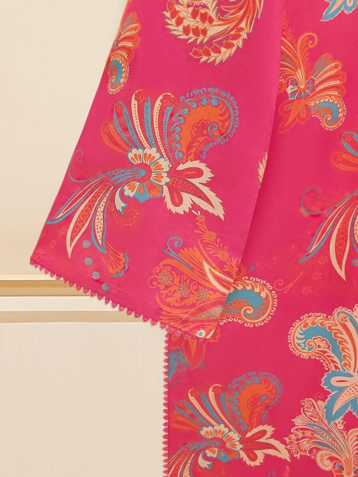 Agha Noor -2 Piece  Printed Embroidered Cotton Suit - (Size-Large)