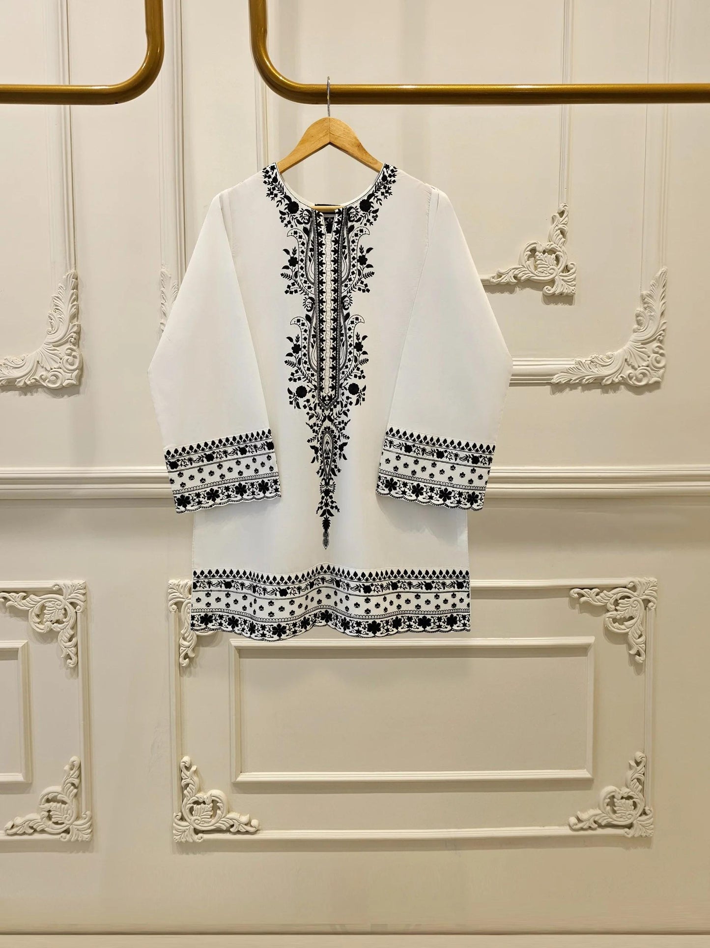 Aghanoor 2 piece - Pure Embroidered Summer Lawn Suit - White - India Pakistan Bangladesh Shalwar Kameez