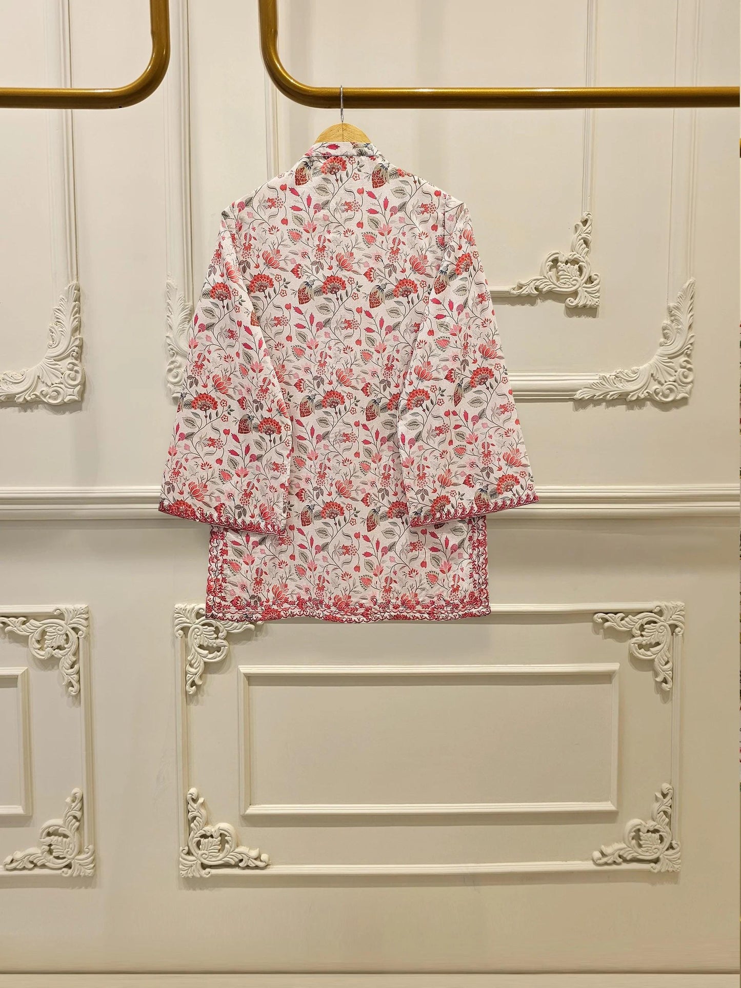 Aghanoor 2 piece - Digital Printed Embroidered Summer Lawn Suit - (Size- Large, Medium) - Red Printed