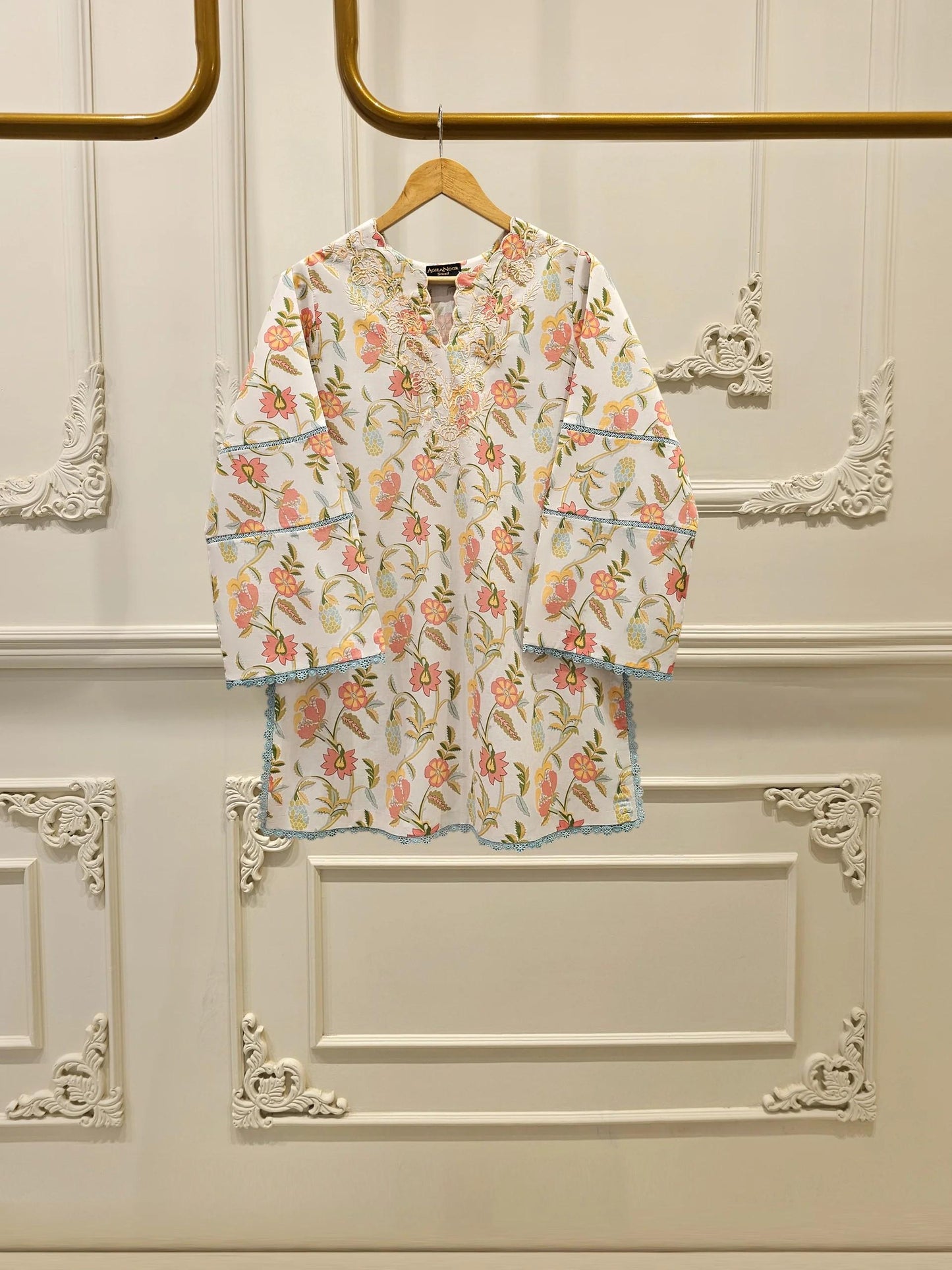 Aghanoor 2 piece - Digital Printed Embroidered Summer Lawn Suit - (Size- Large, Medium, Small)