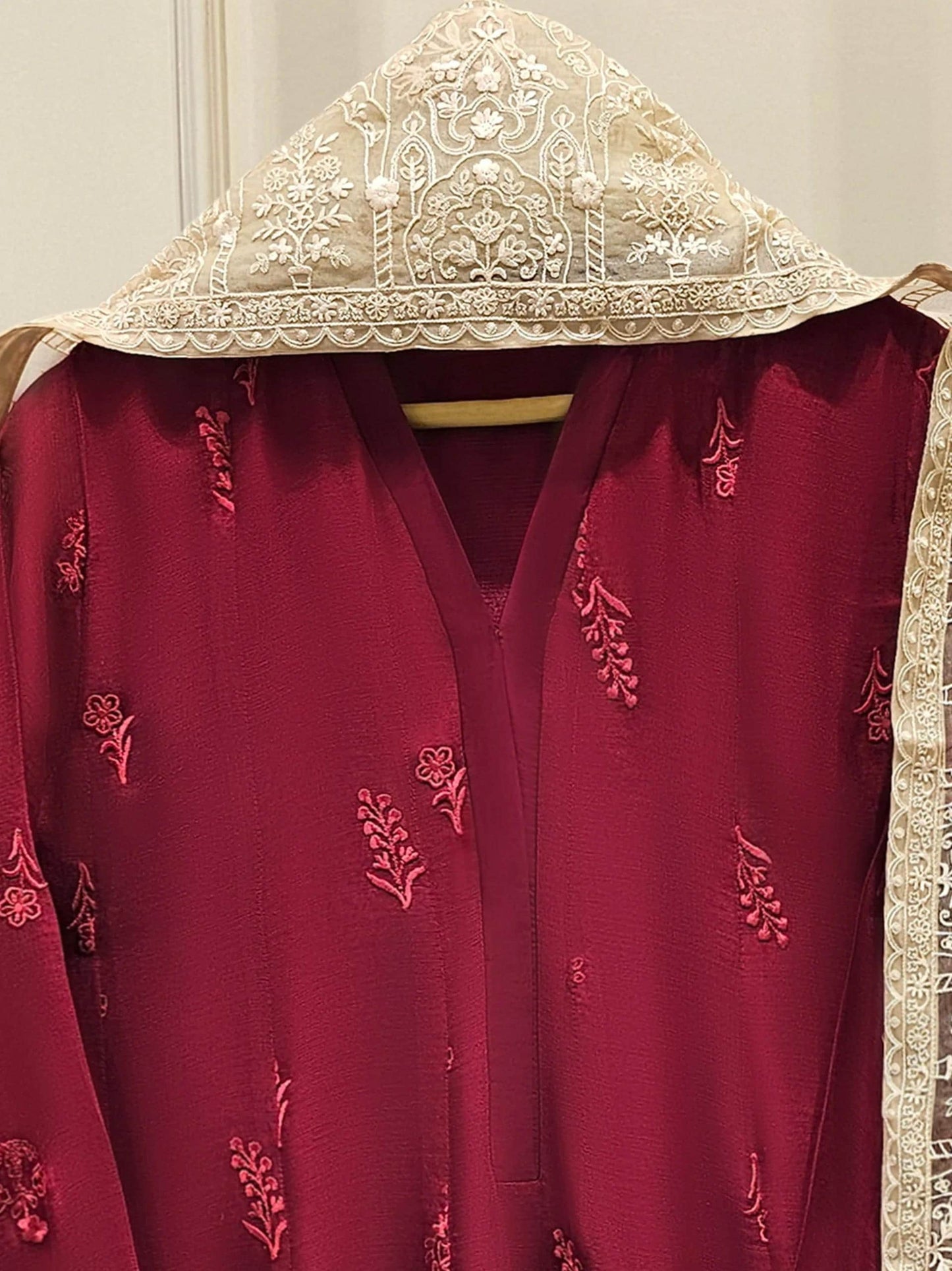 Agha Noor 3 Piece - Embroidered Cotton Net Suit