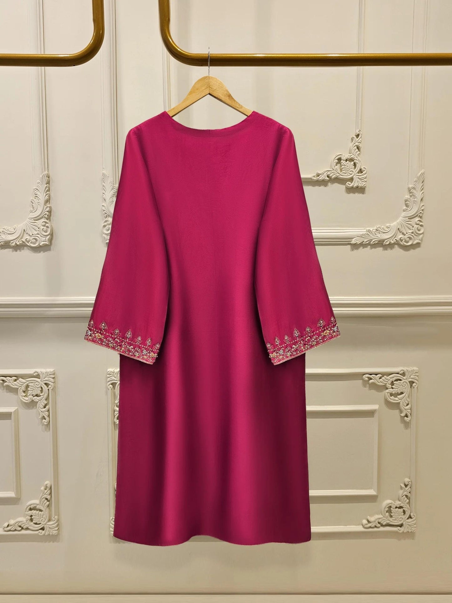 Agha Noor 2 piece - Pure Embroidered Sheesha Silk Suit - Maroon