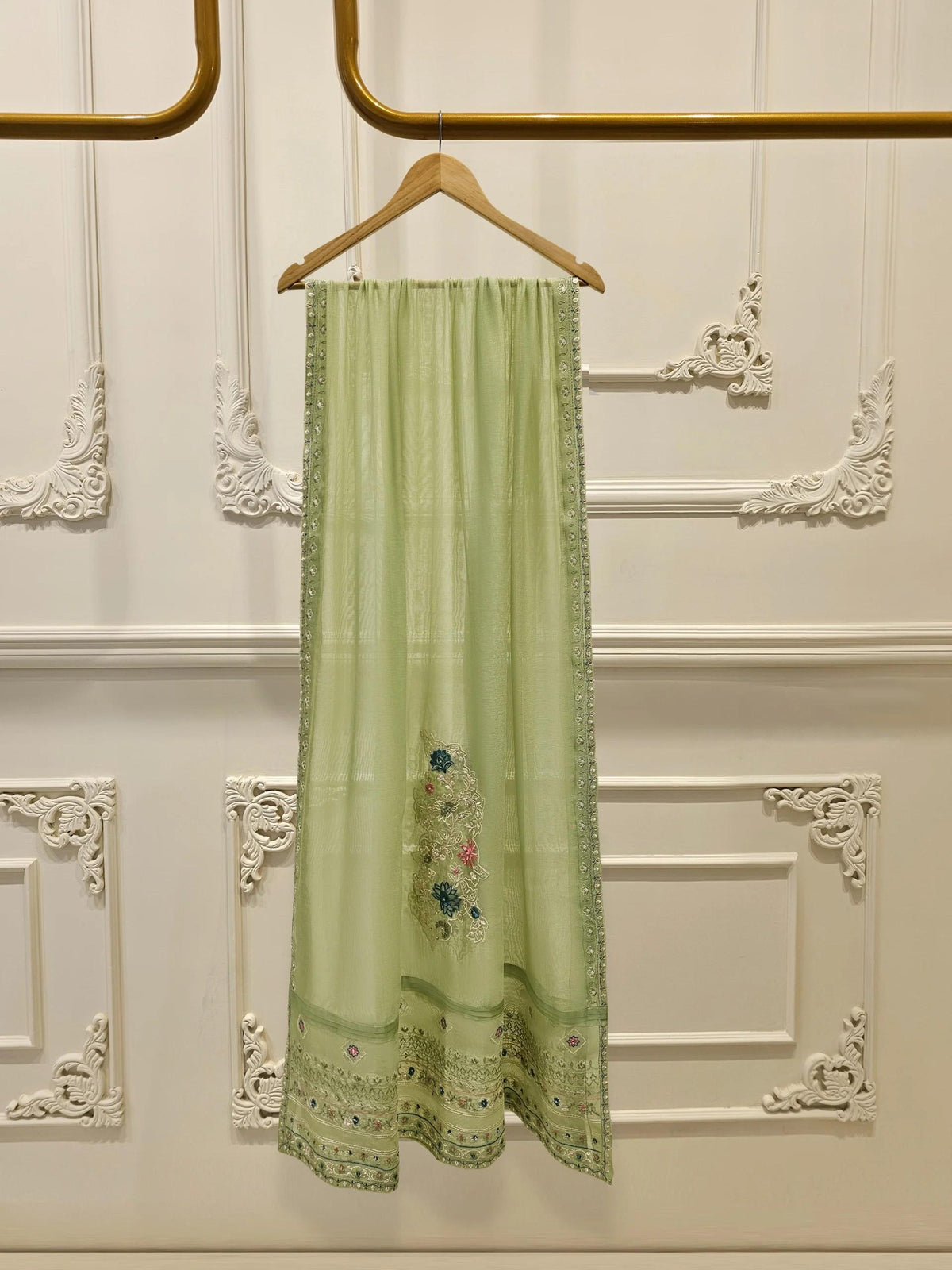 Aghanoor 3 Piece Pure Embroidered Cotton Net Suit - Green