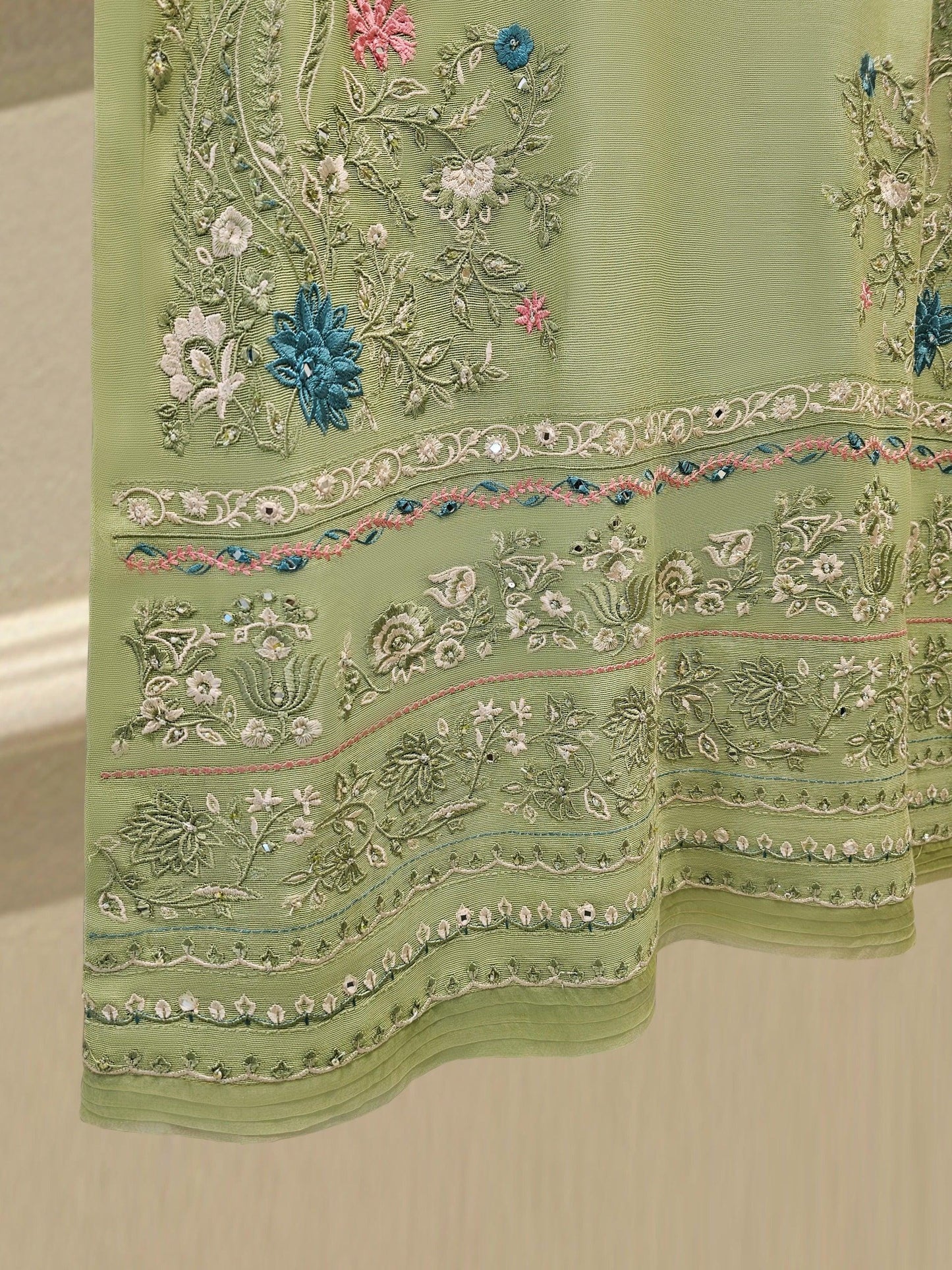 Aghanoor 3 Piece Pure Embroidered Cotton Net Suit Size (Medium, Large, XL) - Green