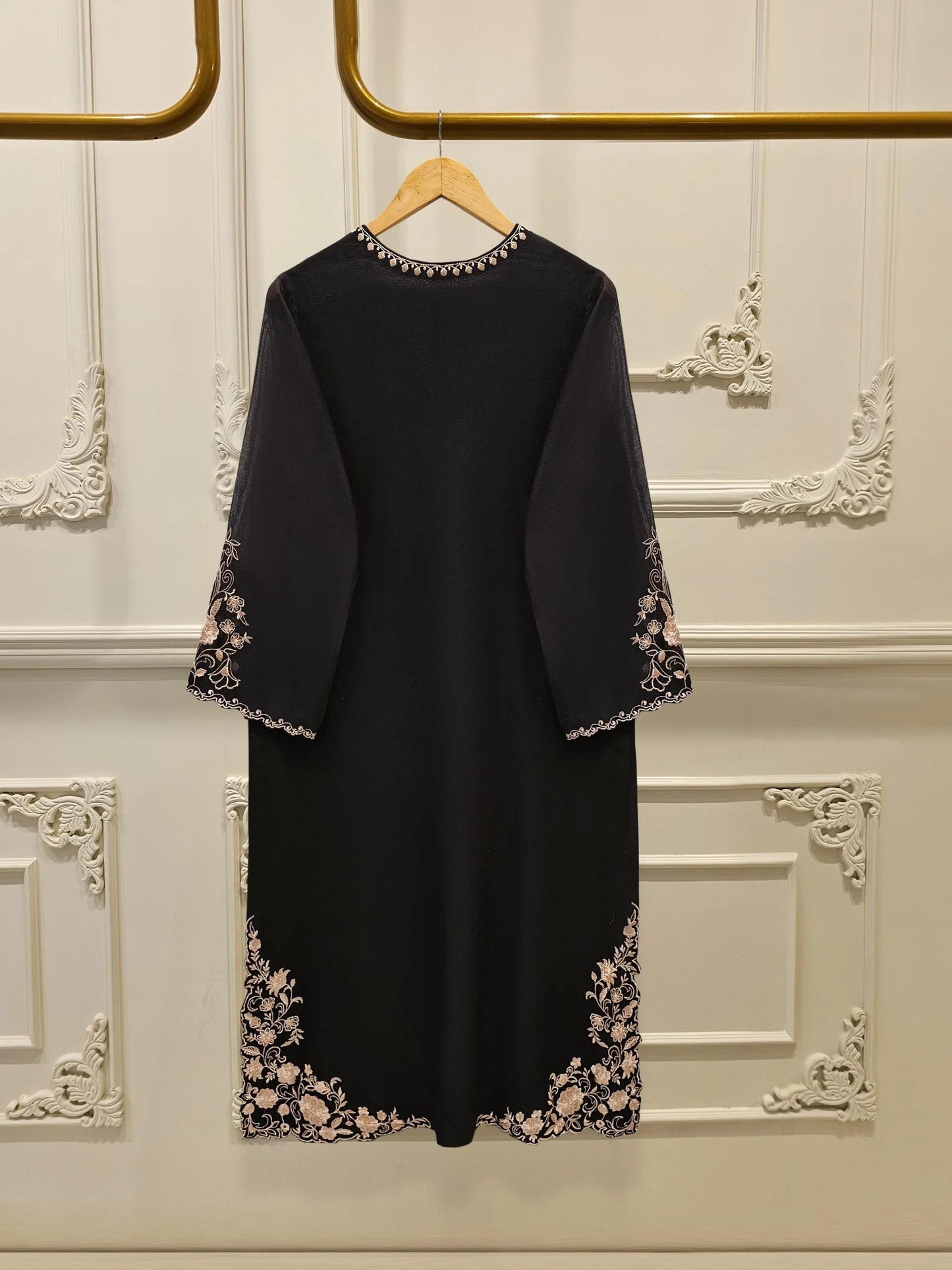 Aghanoor 2 Piece Cotton Net Embroidered Suit Size (Large, Medium) - Black
