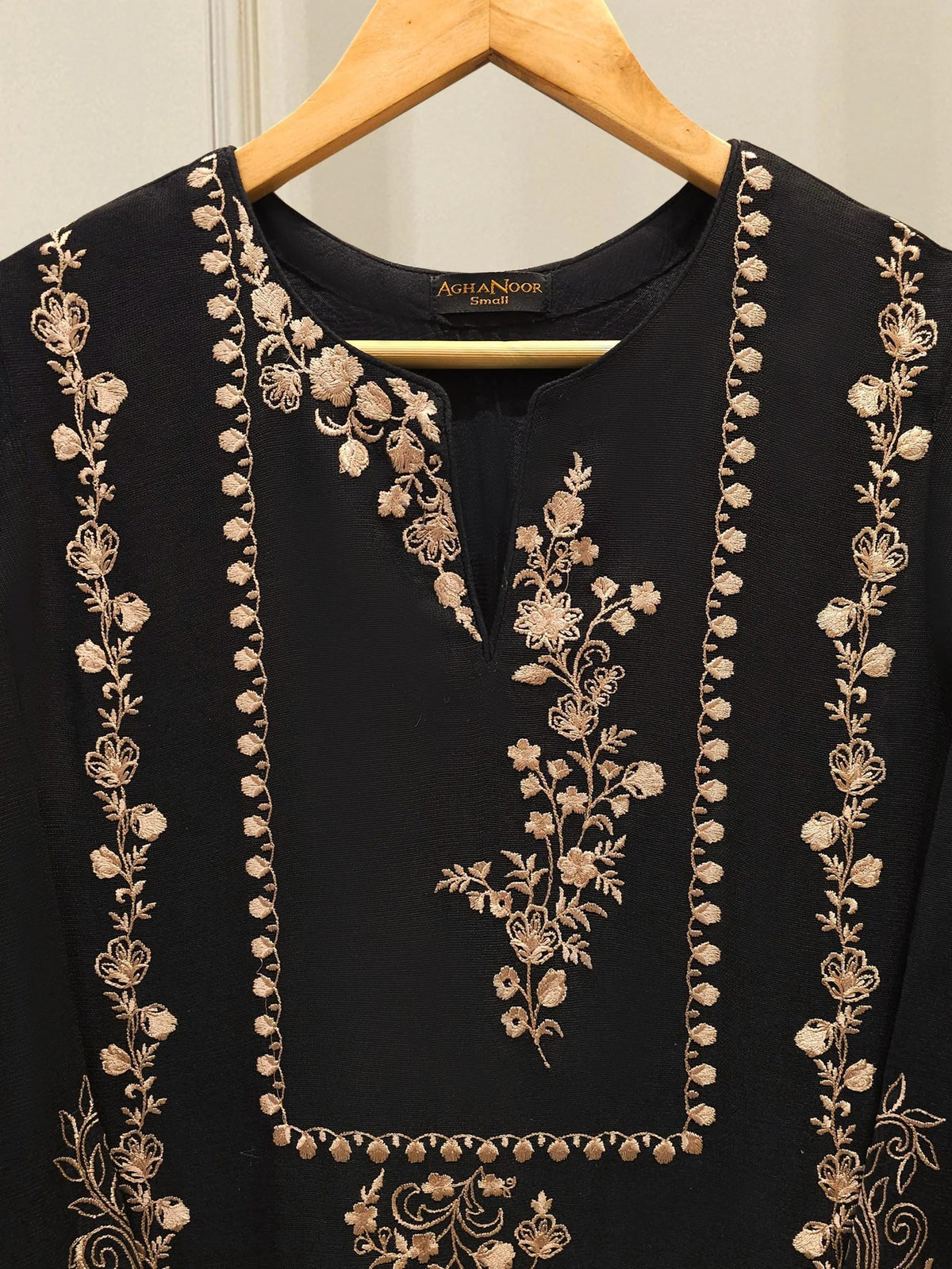 Aghanoor 2 Piece Cotton Net Embroidered Suit Size - Black
