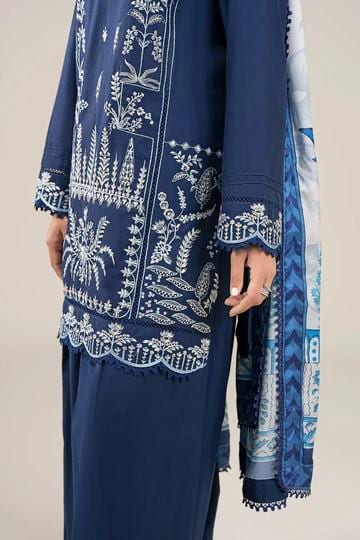 Maria.B - 3 Pc Farshi Shalwar Embroidered Crosshatch Lawn Suit