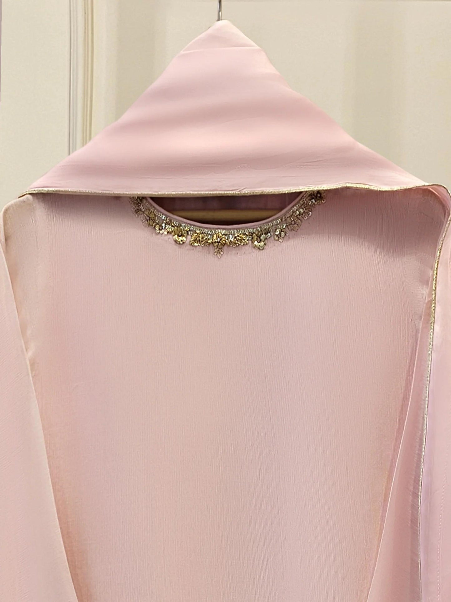 Embroidered Cotton Net Suit: Aghanoor Pink Korean Silk Pants