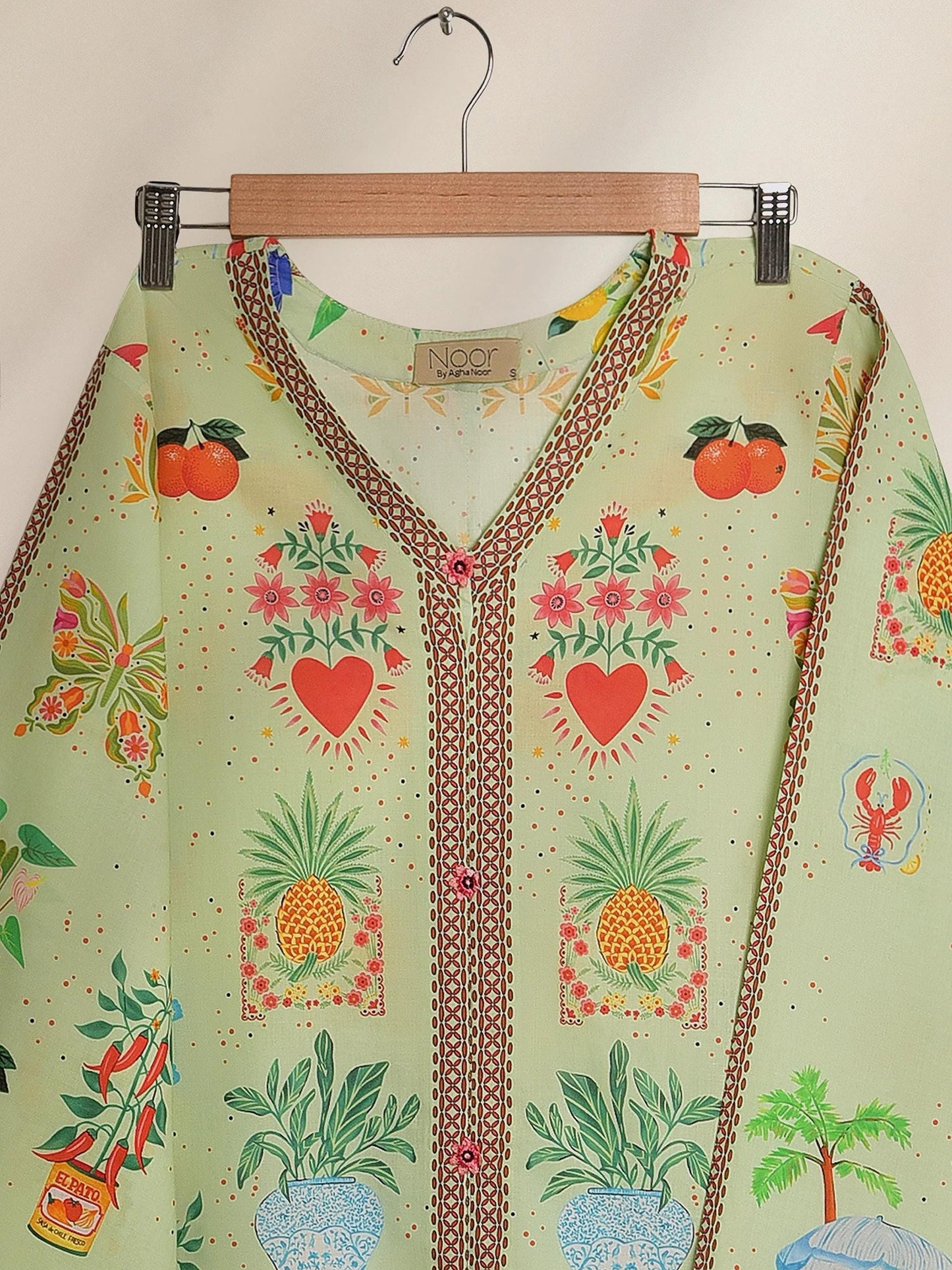 Aghanoor 2 piece - Embroidered Printed Lawn Summer Suit - Lime Green