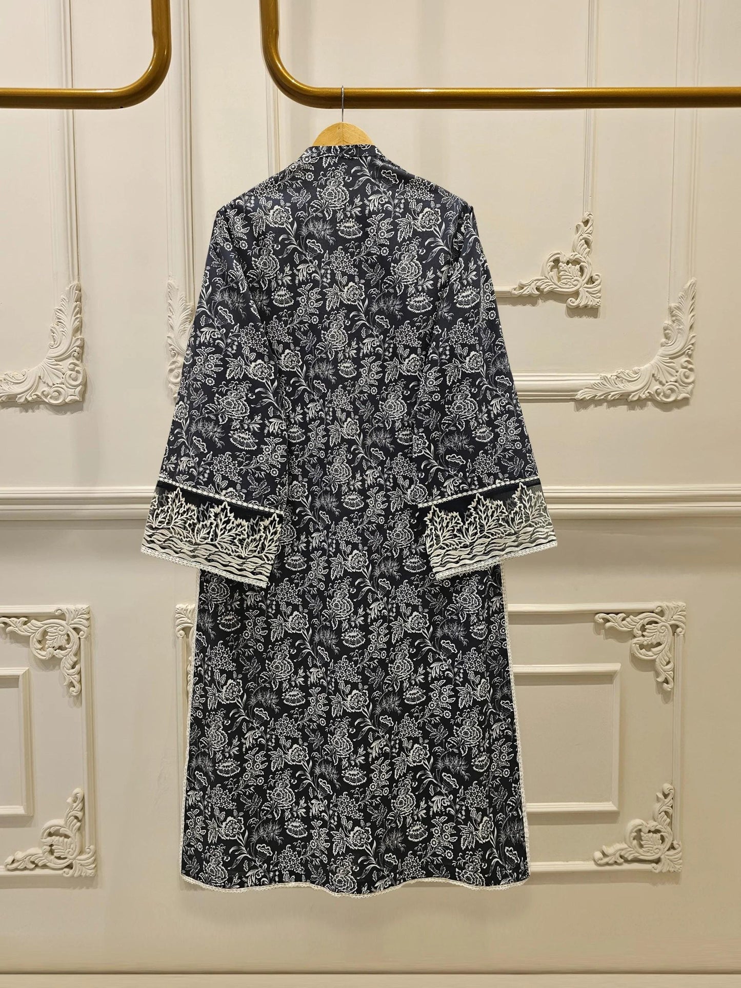 Aghanoor 2 piece - (Size-Medium, Large)  Embroidered Lawn Suit -Black